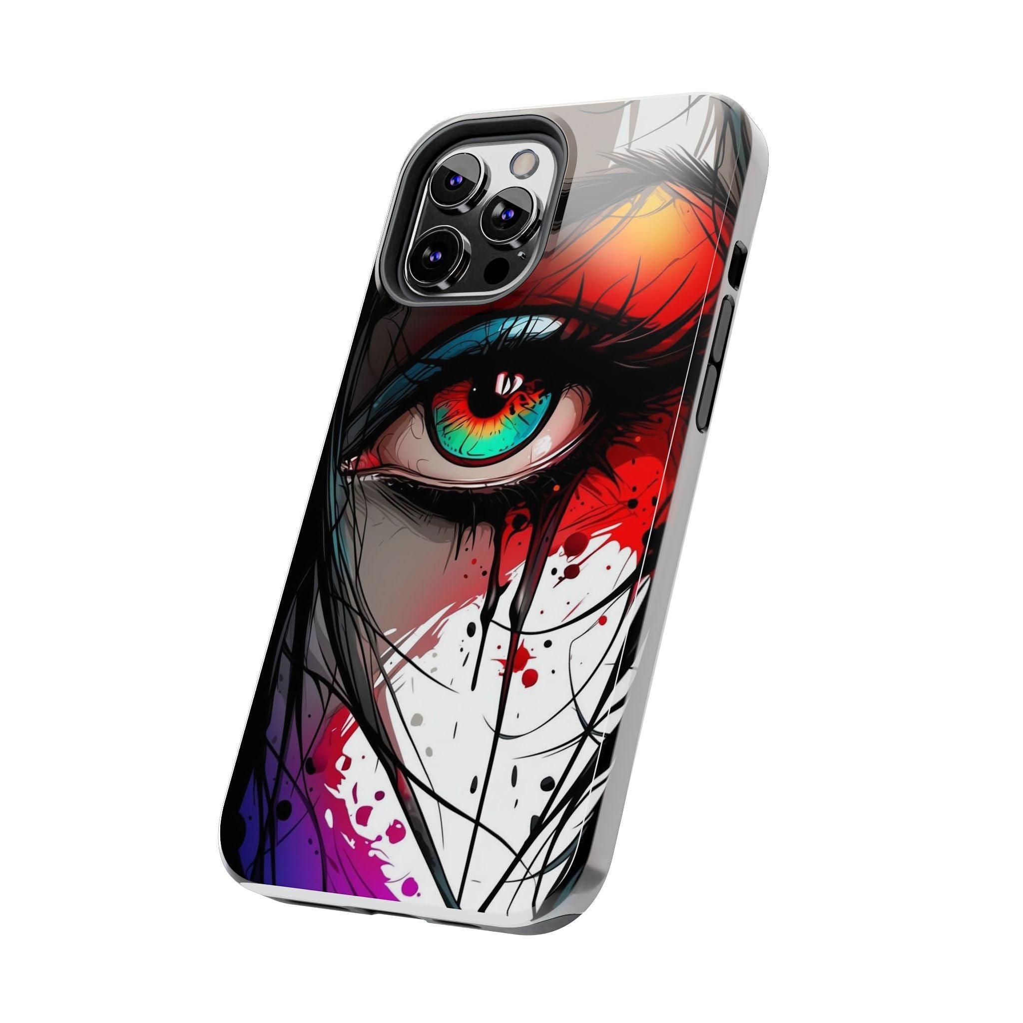 Girl Colorful Eye Painted Printed Tough Phone Case for iPhone & Samsung Galaxy - Artistic & Vibrant Design