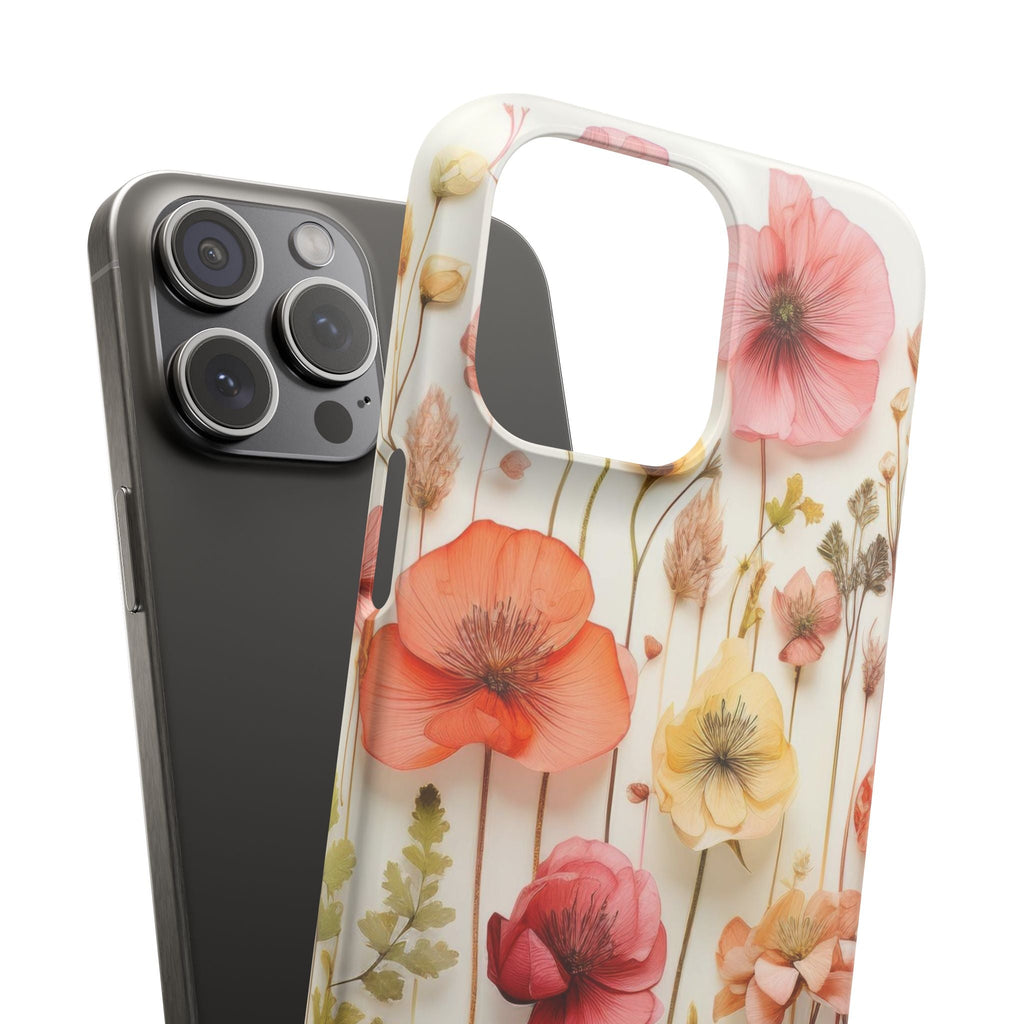 Pink Floral Pressed Flowers - Slim Case