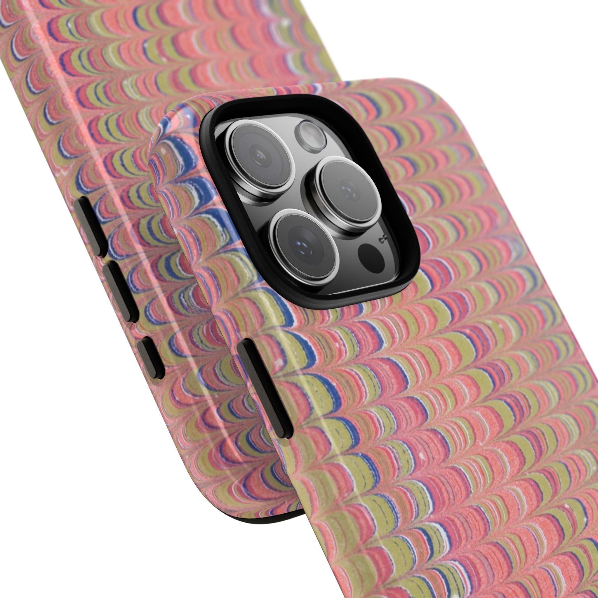 Pink Pastels Feather Marbled Vintage Design iPhone 16 + Samsung + Apple + Google - all models