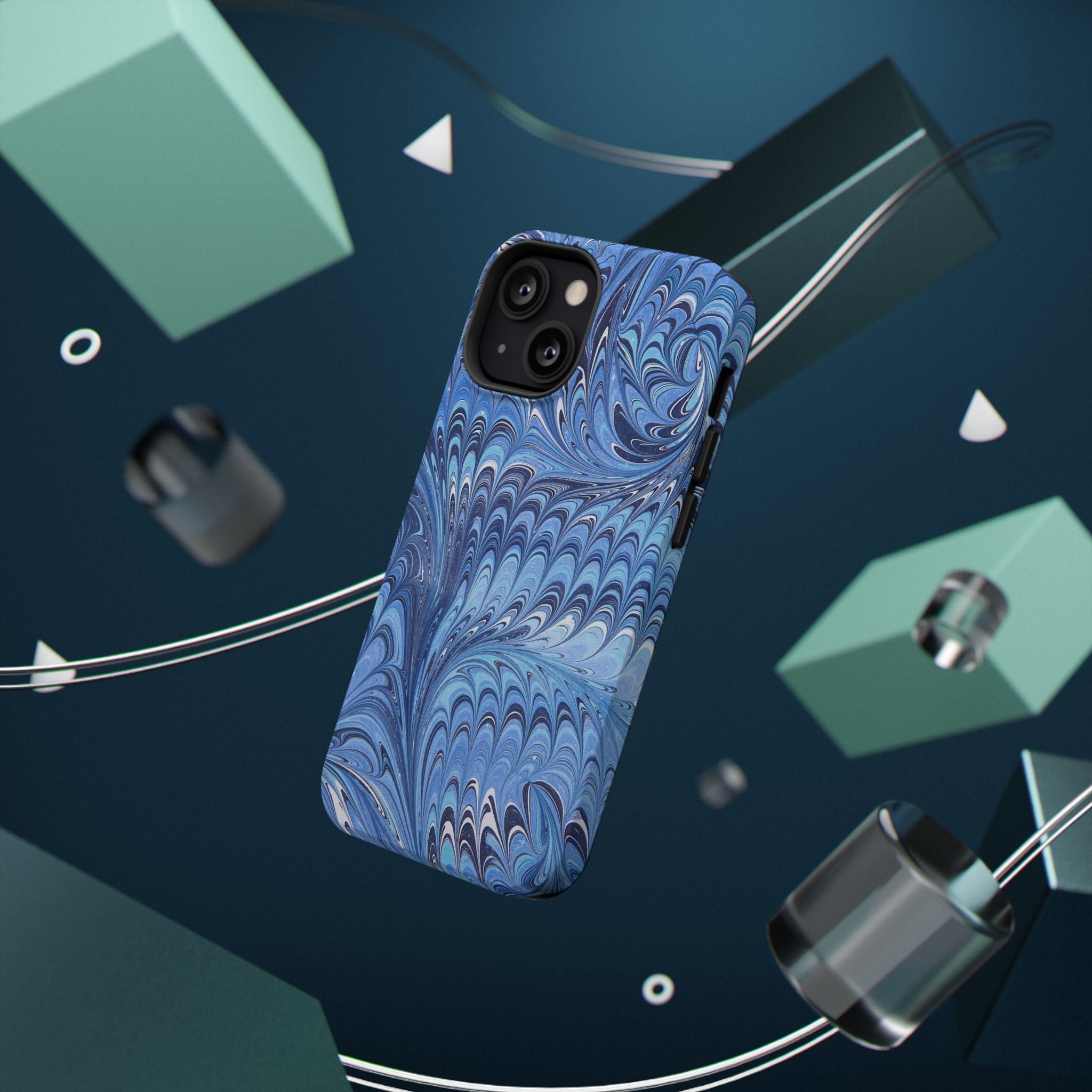 Blue Marbled Swirl Phone Case - Dual Layer Case