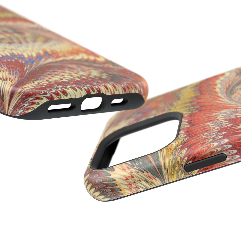 Rust + Gold Italian Marbled Design Magnetic MAG SAFE - Dual Layer Case - Glossy or Matte