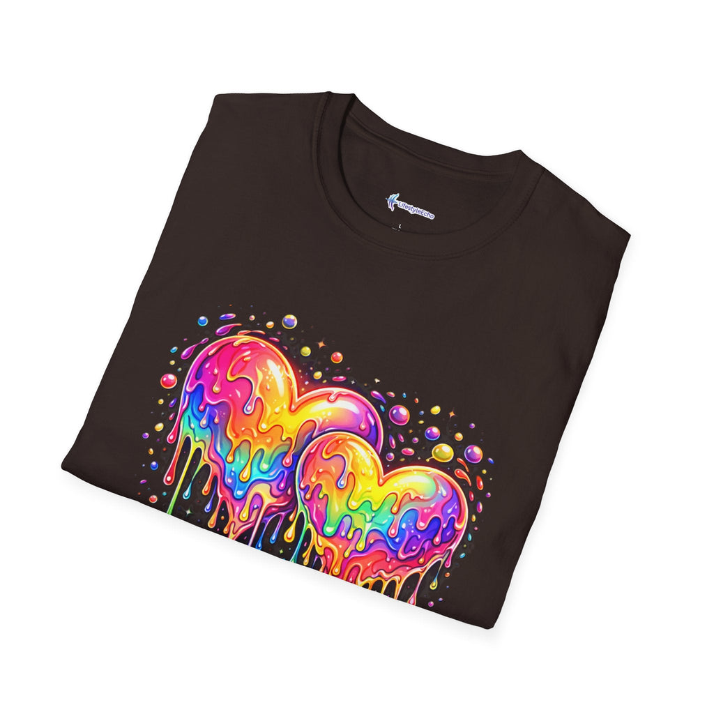 Melting Hearts Tee - Vibrant Double Heart Graphic T-Shirt