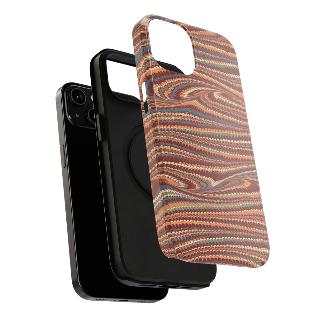 Neutrals Burgundy, Beige, Rust Hues Italian Vintage Marble Design Phone Case for Apple + Samsung