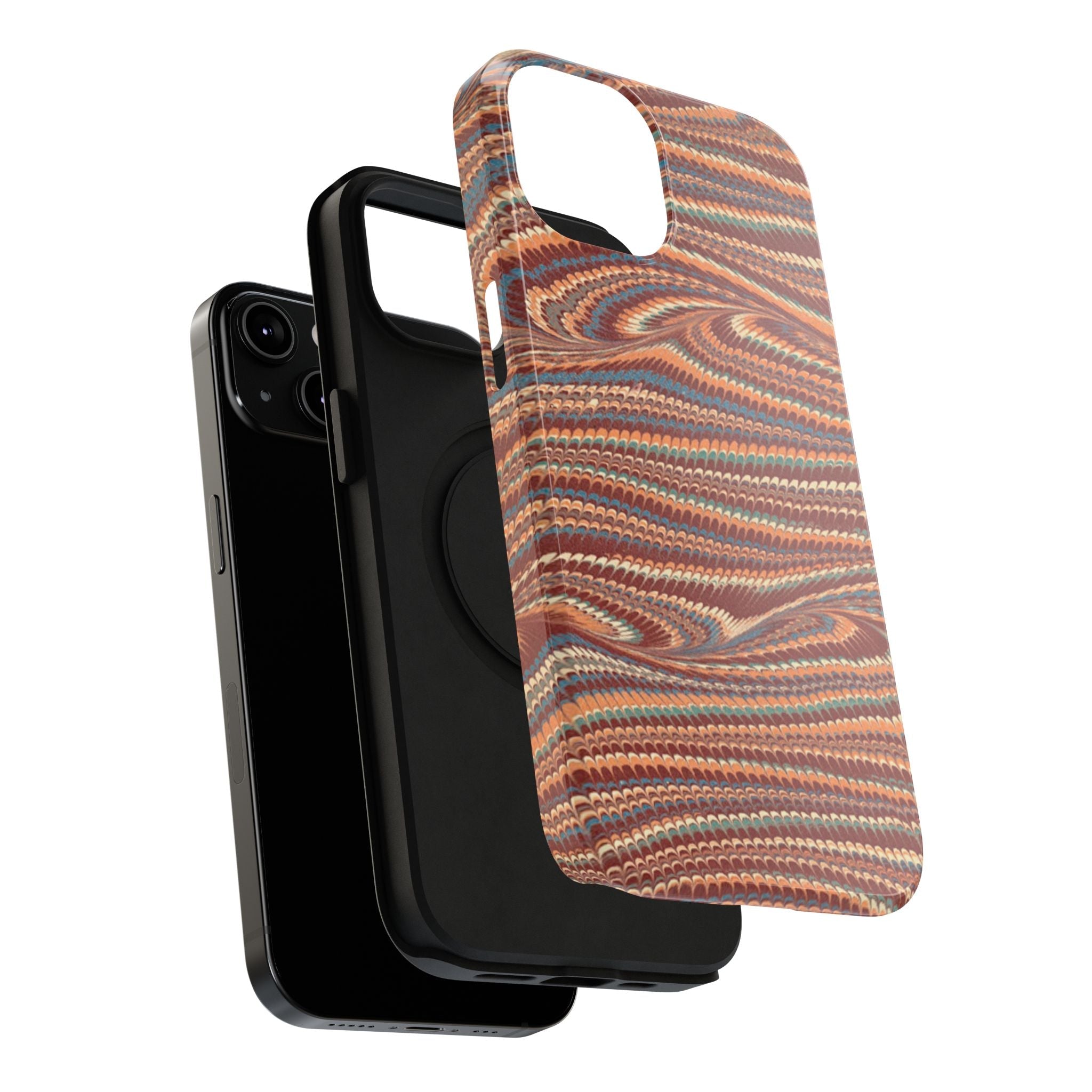 Neutrals Burgundy, Beige, Rust Hues Italian Vintage Marble Design Phone Case for Apple + Samsung