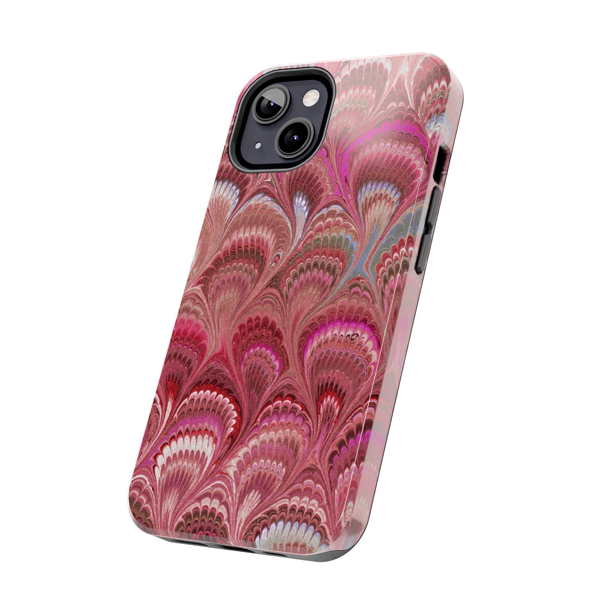 Pink Peacock Marble Italian Tough Phone Case — Durable Marbled Phone Case