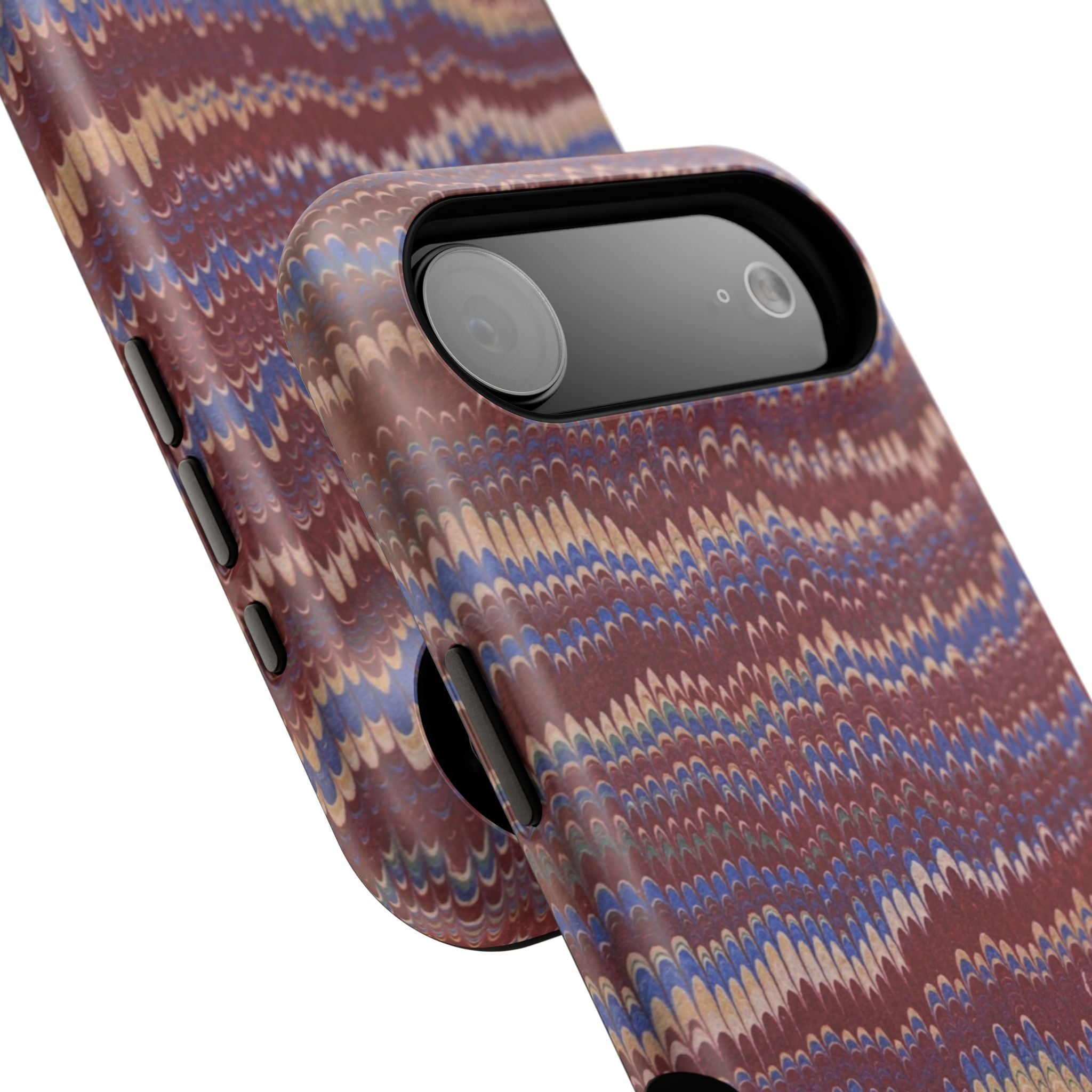 Burgundy and Blue Hues Italian Vintage Marble Design Phone Case for Apple + Samsung