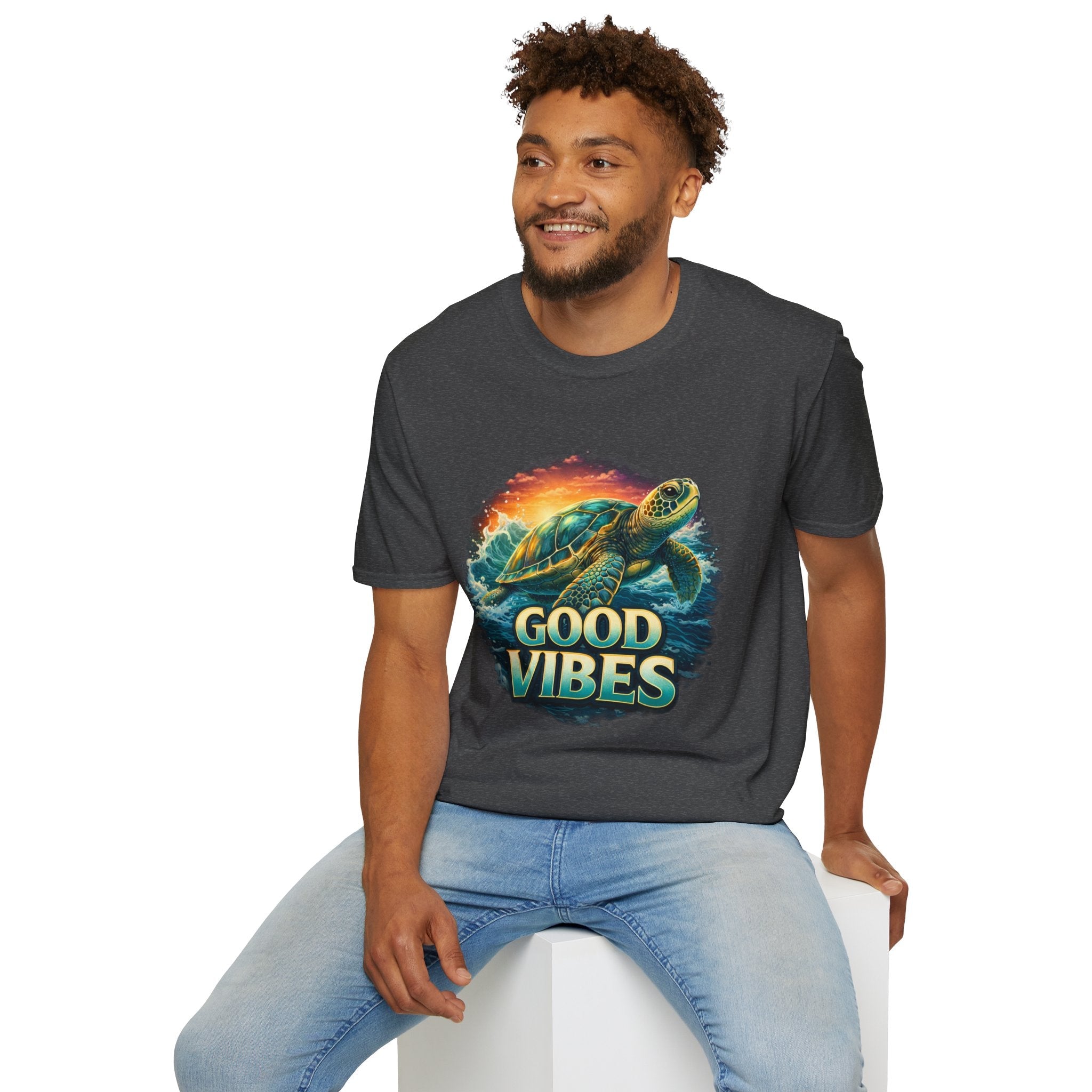 Sea Turtle 'Good Vibes' T-Shirt — Coastal Summer Surf Tee