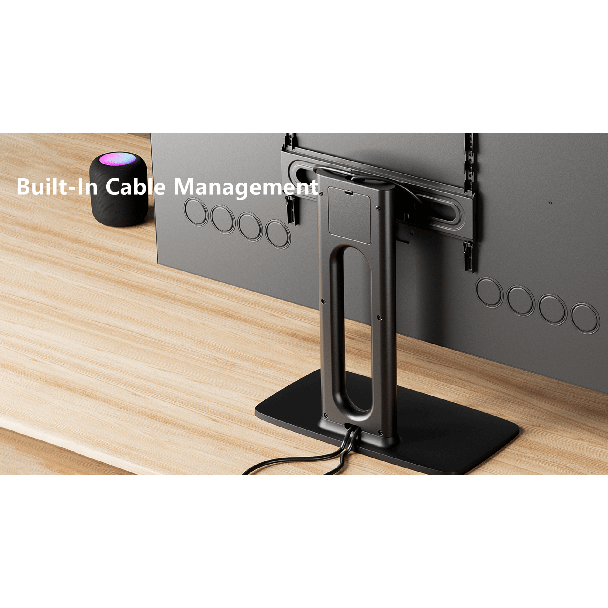 ErgoAV Tabletop TV Stand with Swivel for up to 86" TVs with Storage Compartment