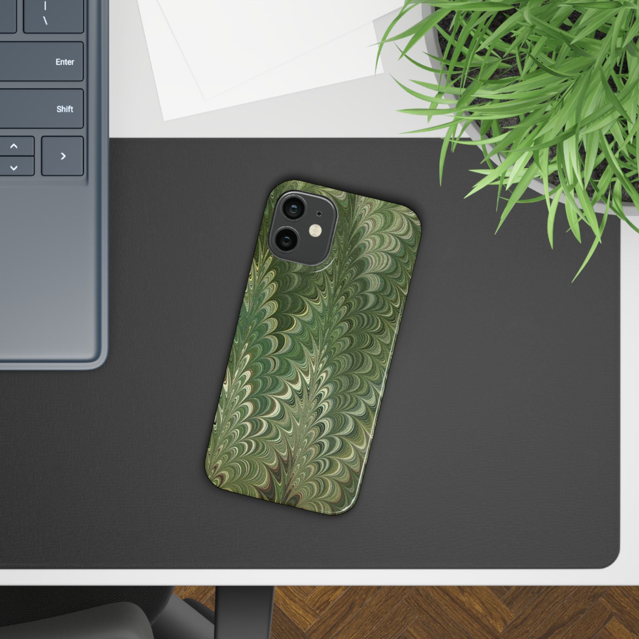Green Marbled Phone Case