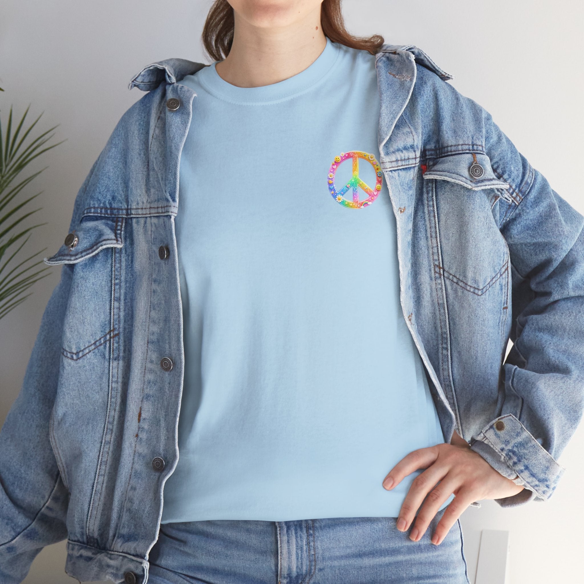 Peace Sign T-Shirt — Rainbow Smiley Hippie Tee