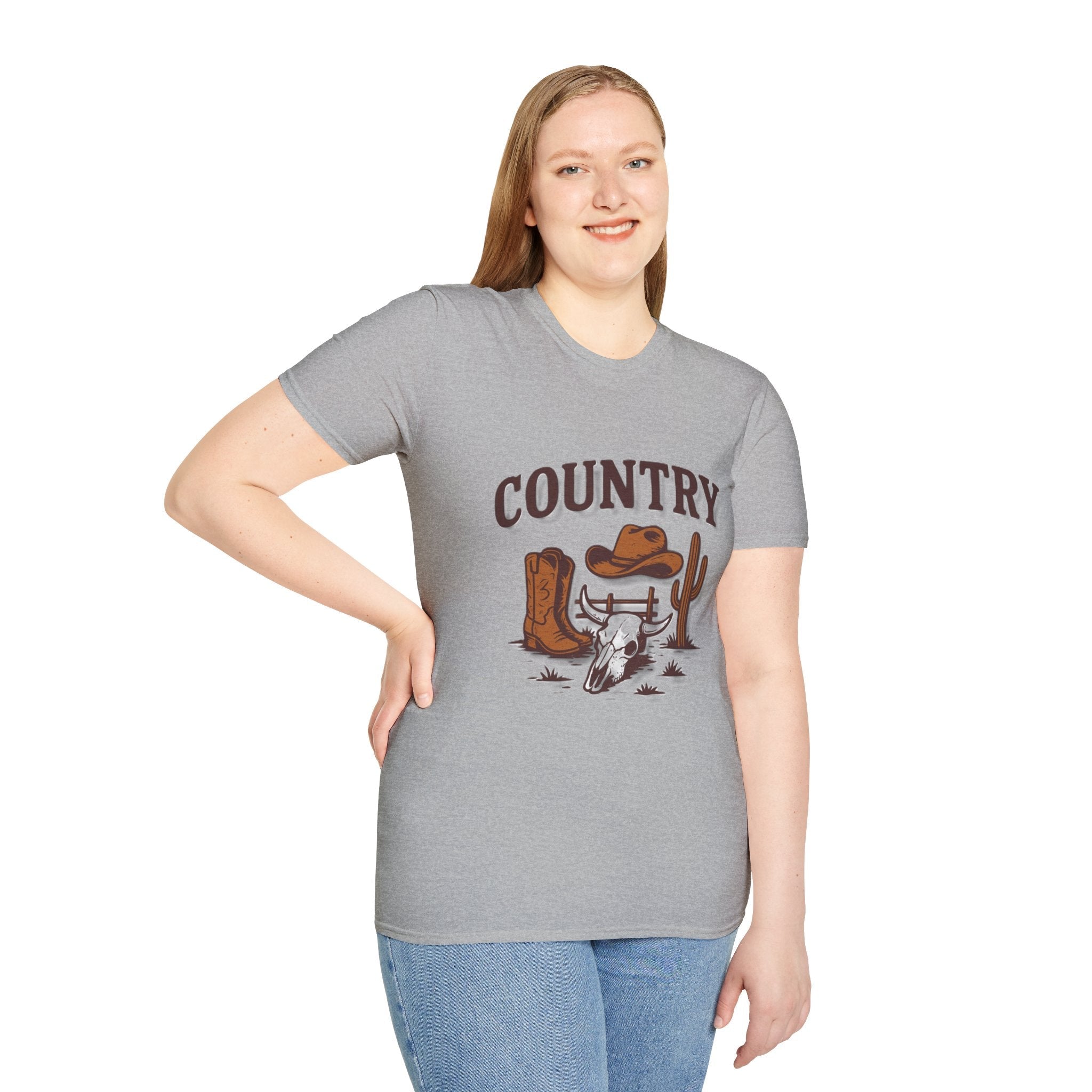 Country Western Skull Cowboy Boots T-Shirt | Cactus Ranch Rodeo