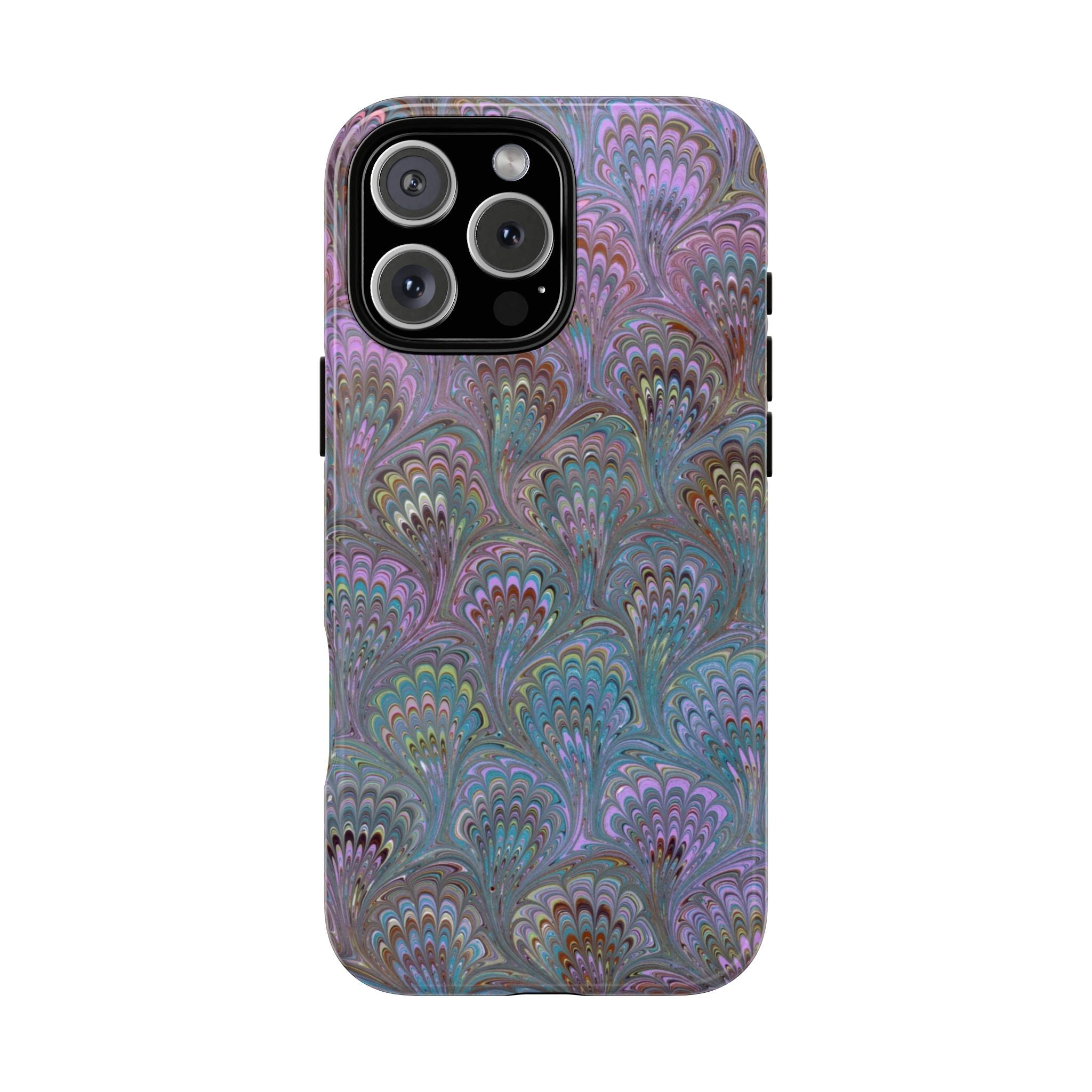 Lavender Marbled Peacock Durable Phone Case - Dual Layer - Matte or Glossy