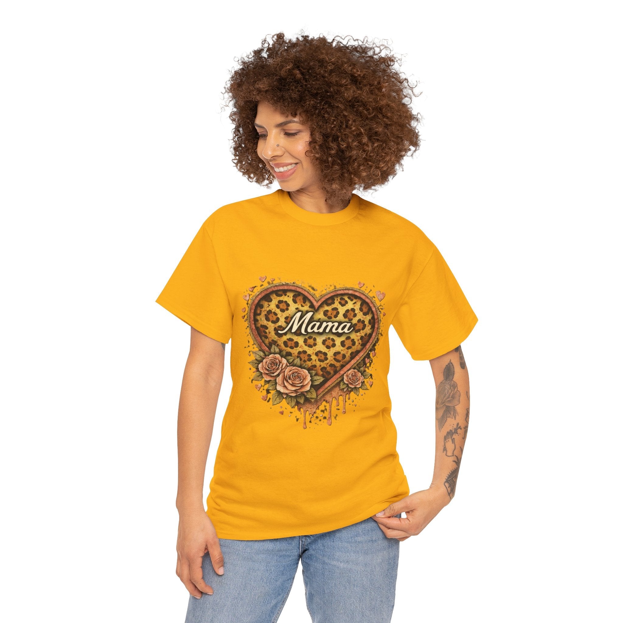 Mama Leopard Heart T-Shirt – Floral Tribal Mother's Day Tee