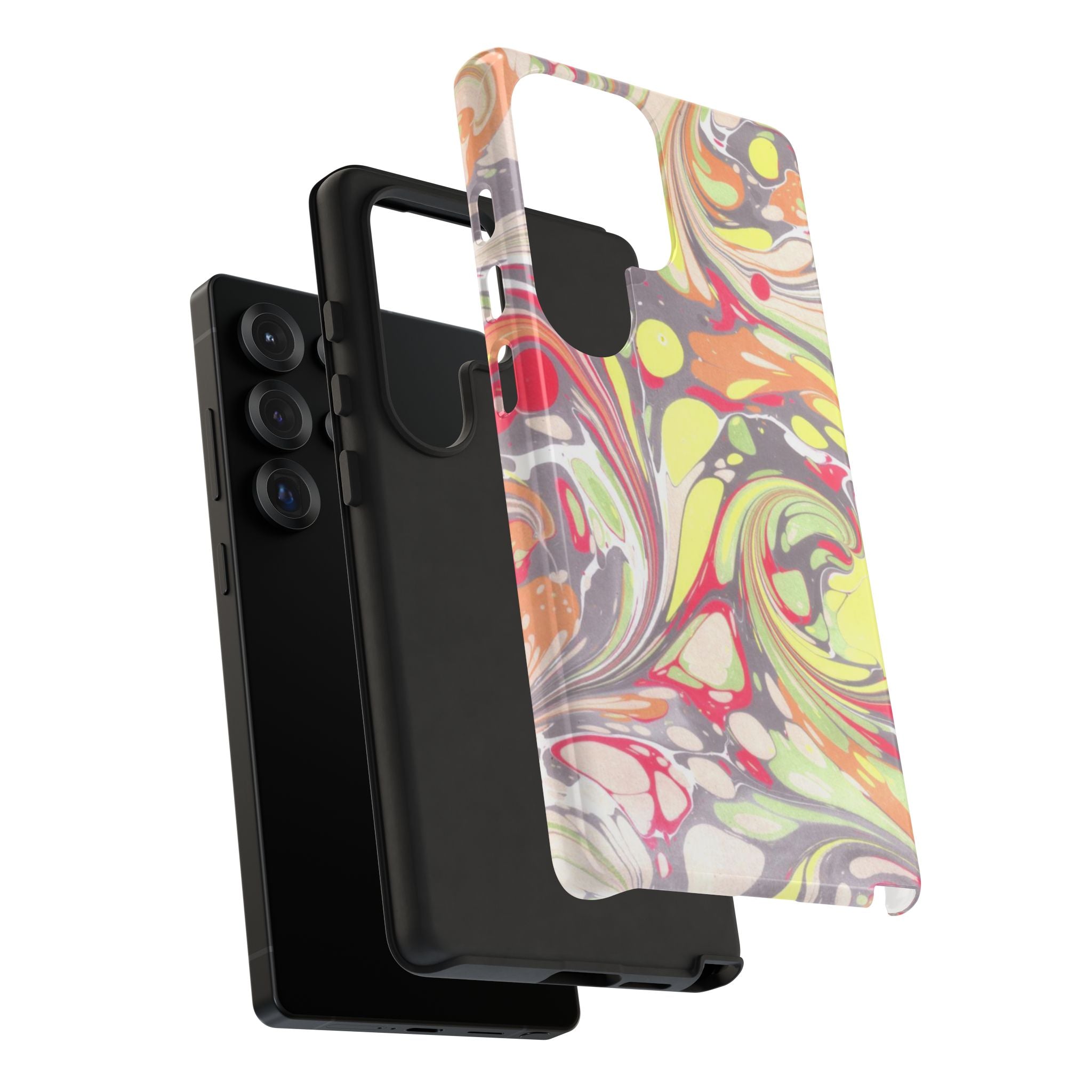 Yellow and Pink Swirl Marbled Italian Phone Case - Dual Layer - Matte or Glossy