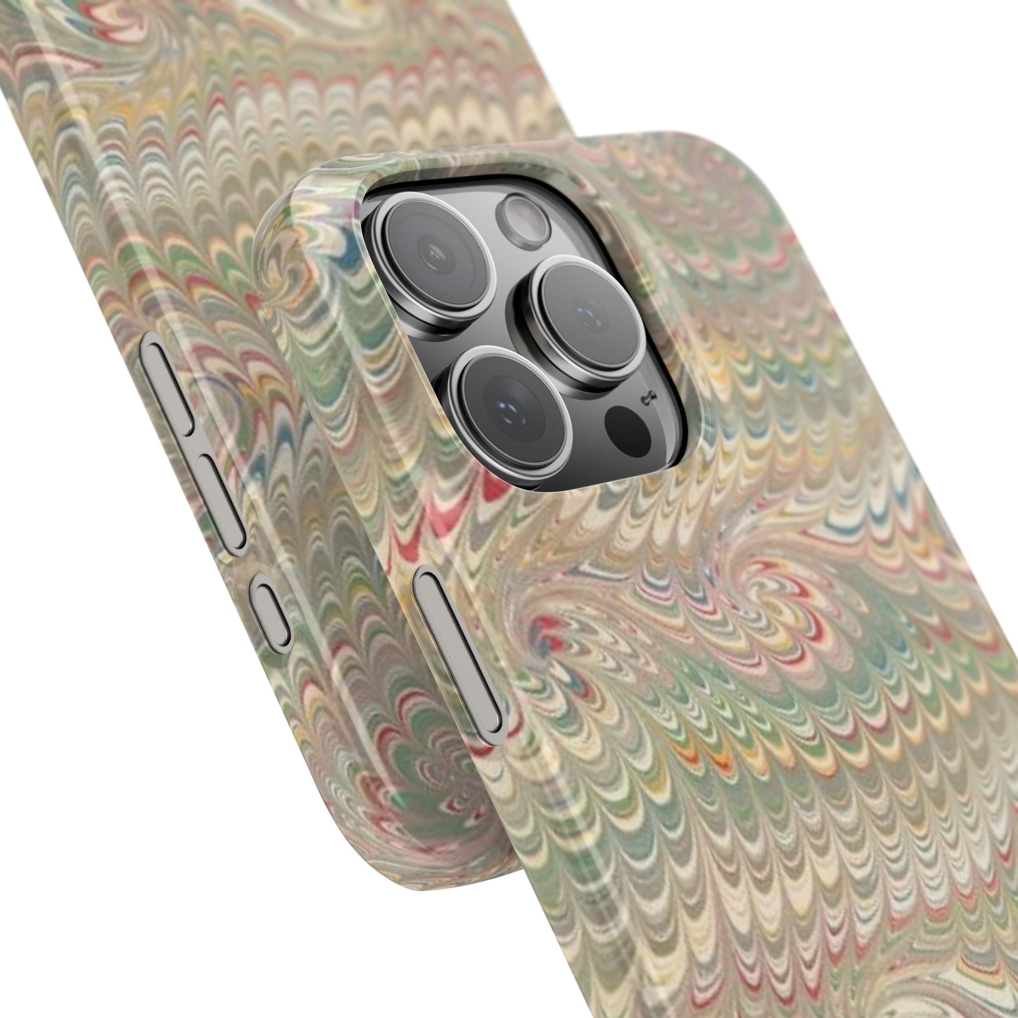 Beige Swirl Marbled Feather Phone Case