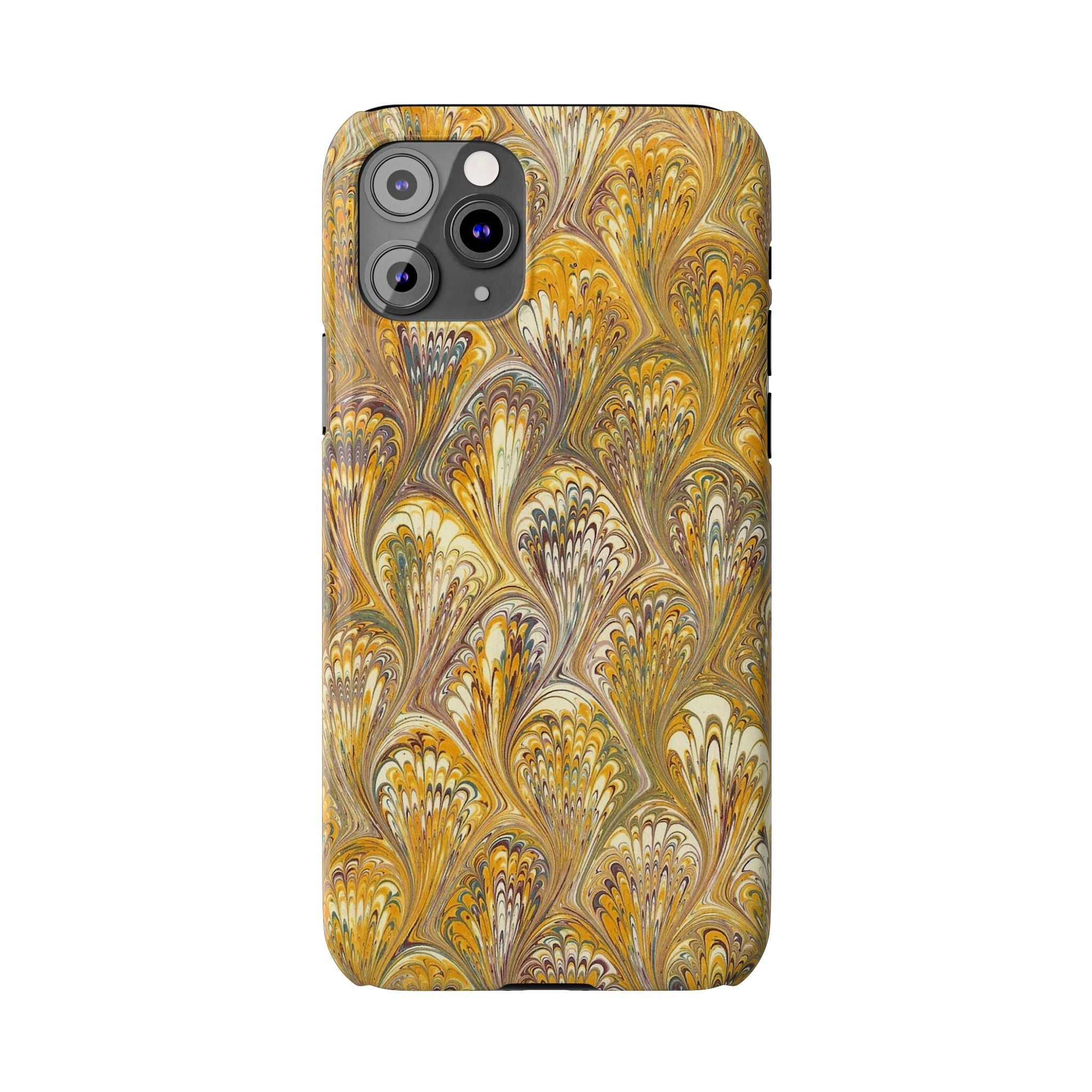 Golden Yelllow Hand-Marbled Florentine Italian Phone Case for iPhone 17 and all sizes
