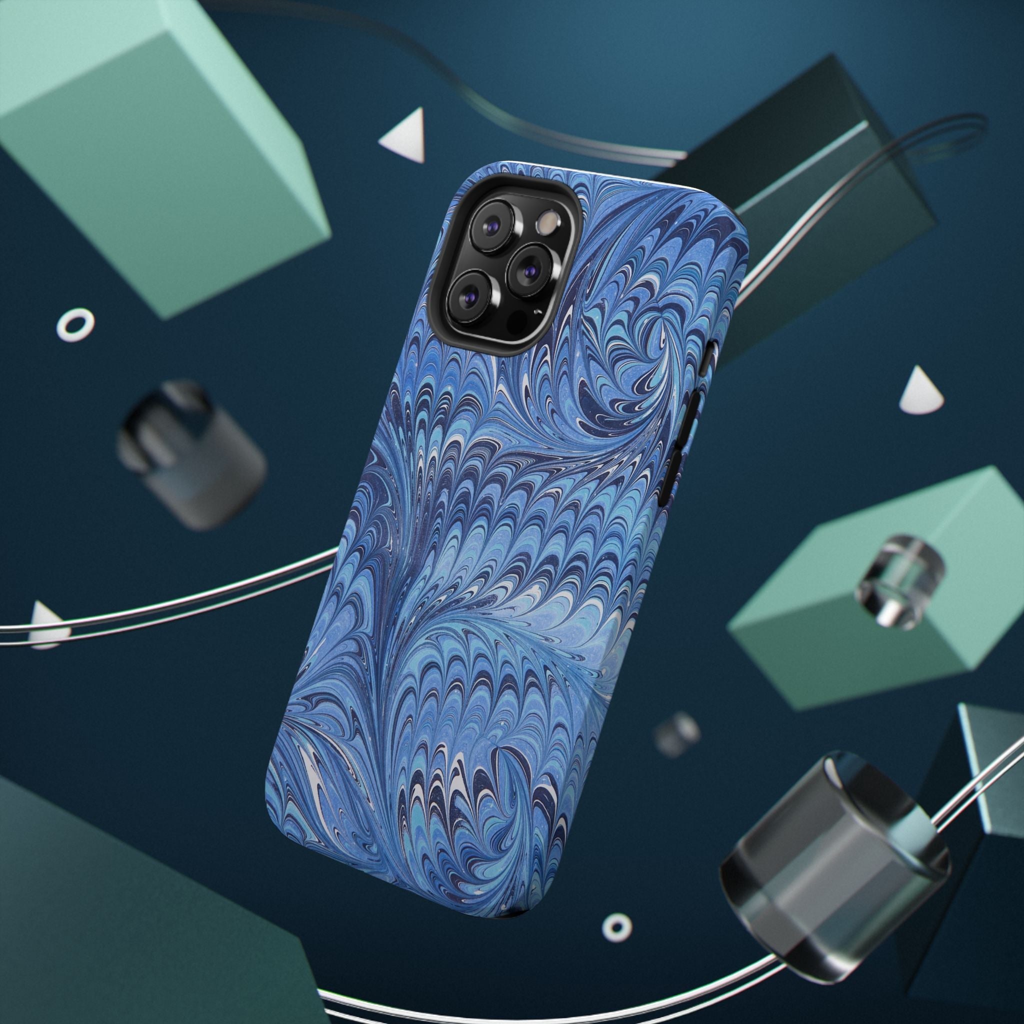 Blue Marbled Swirl Phone Case - Dual Layer Case