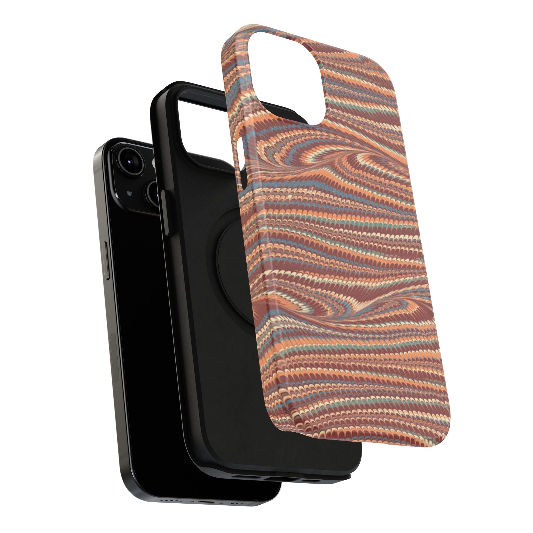 Neutrals Burgundy, Beige, Rust Hues Italian Vintage Marble Design Phone Case for Apple + Samsung