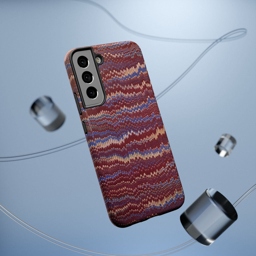 Burgundy and Blue Hues Italian Vintage Marble Design Phone Case for Apple + Samsung