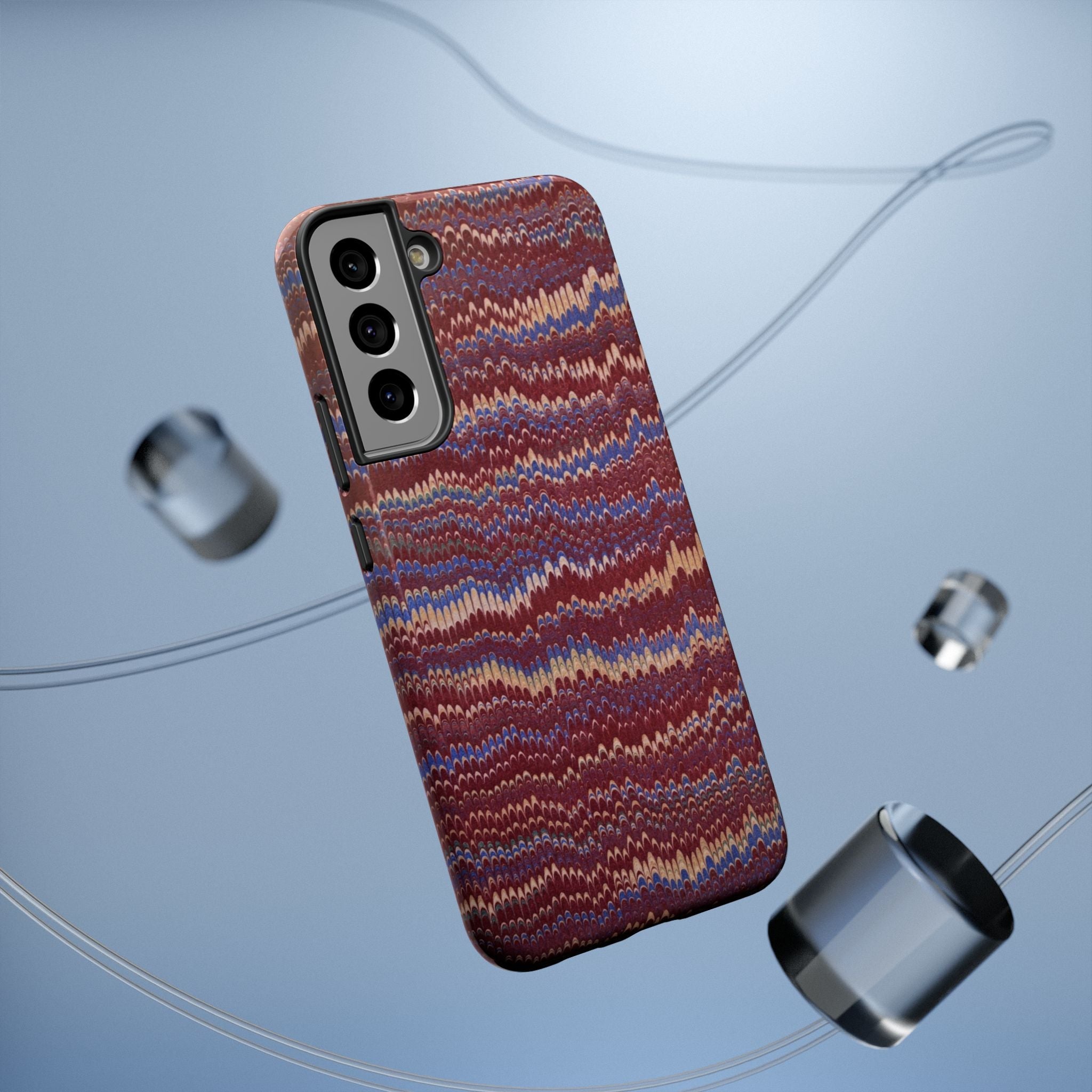 Burgundy and Blue Hues Italian Vintage Marble Design Phone Case for Apple + Samsung