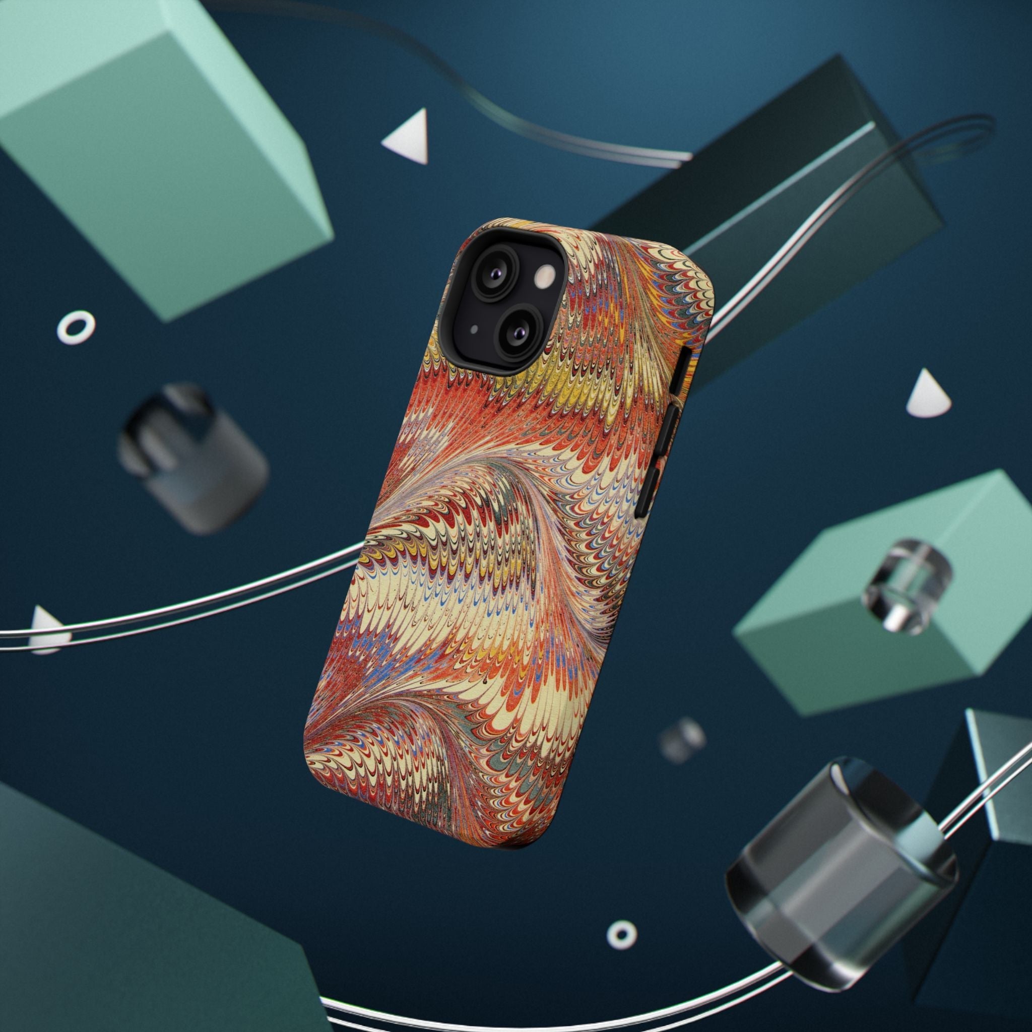 Rust and Gold Italian Vintage Marble Design Durable Phone Case for Apple + Samsung