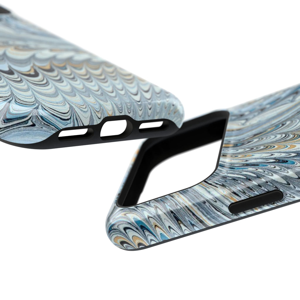 Light Blue Marbled Swirl Phone Dual Layer Case for Apple + Samsung