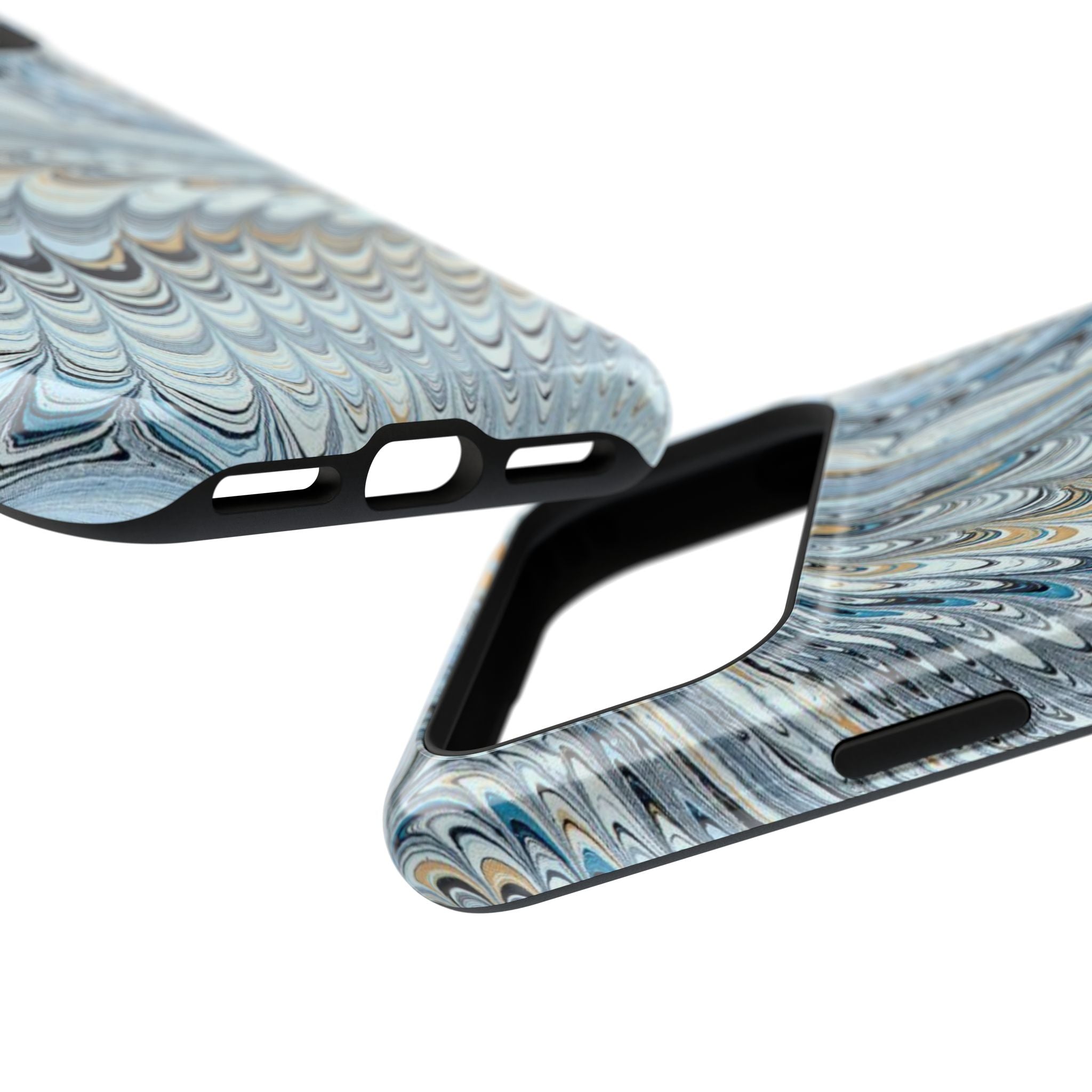 Light Blue Marbled Swirl Phone Dual Layer Case for Apple + Samsung