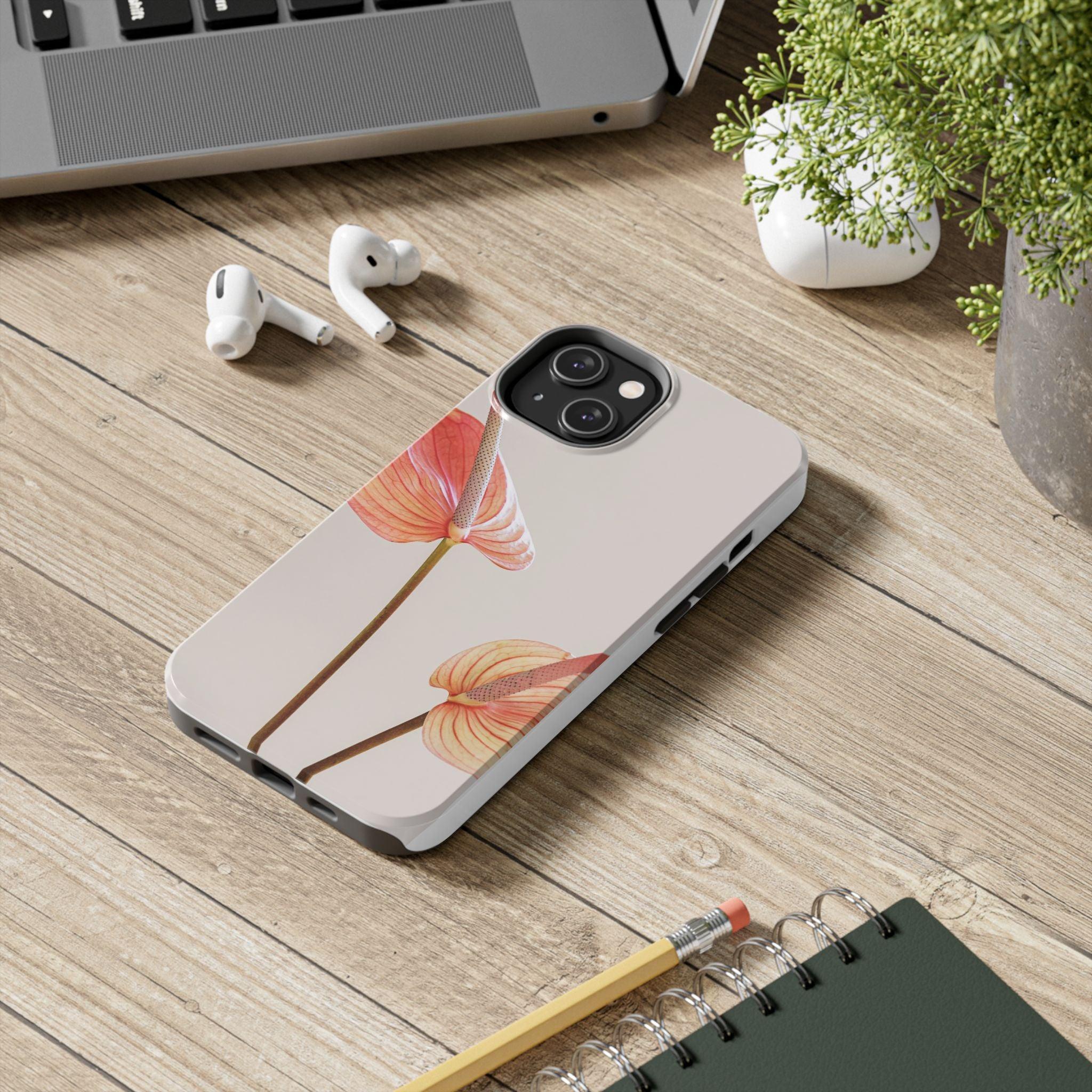 Orange Flower with Leaves Tough Phone Cases