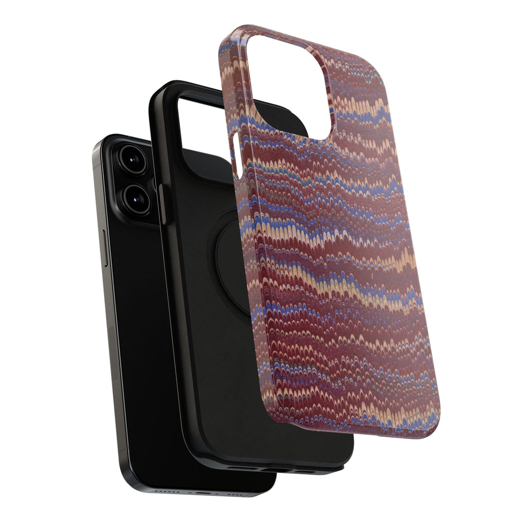 Burgundy and Blue Hues Italian Vintage Marble Design Phone Case for Apple + Samsung