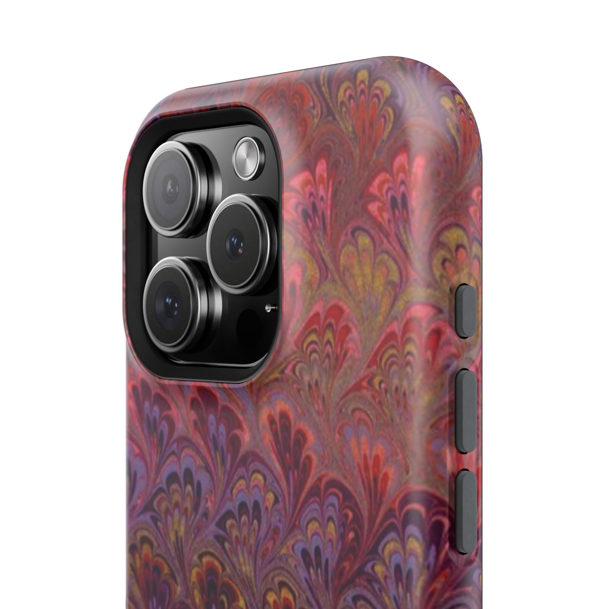 Red, Burgundy, Lavender Italian Peacock Feather Design Phone Case
