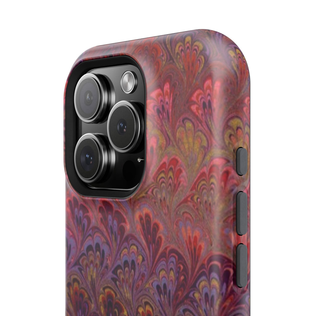 Red, Burgundy, Lavender Italian Peacock Feather Design Phone Case