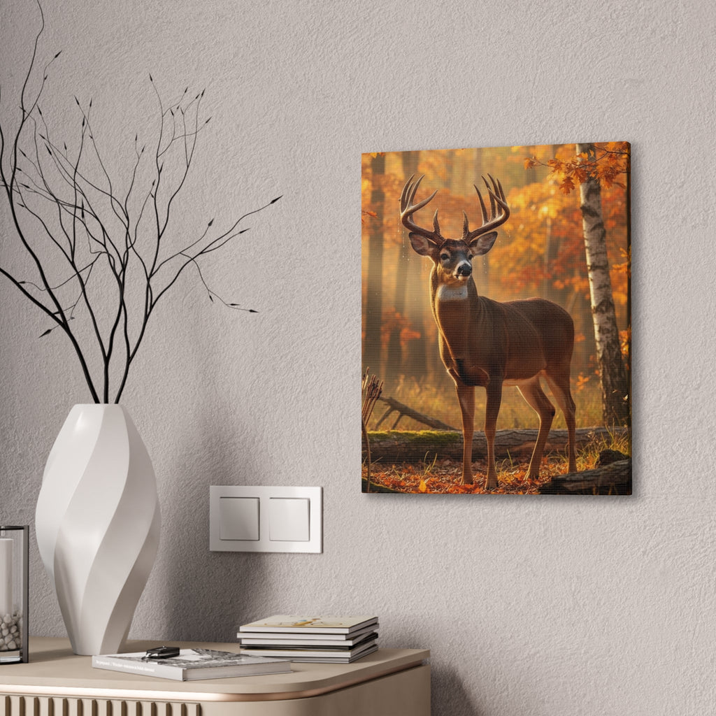 Autumn Forest Buck Canvas Wall Art — Stretched Deer Print