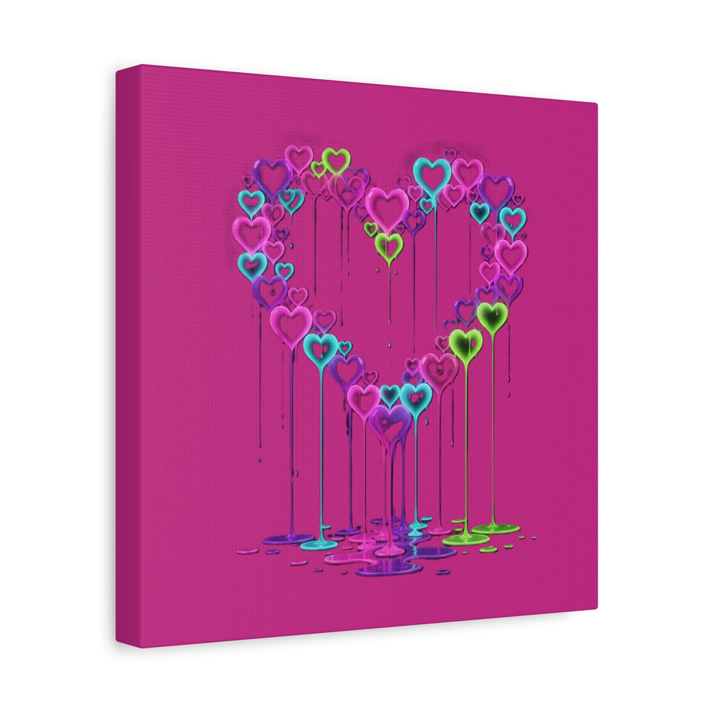 Dripping Neon Heart Canvas Art Valentines Decoration