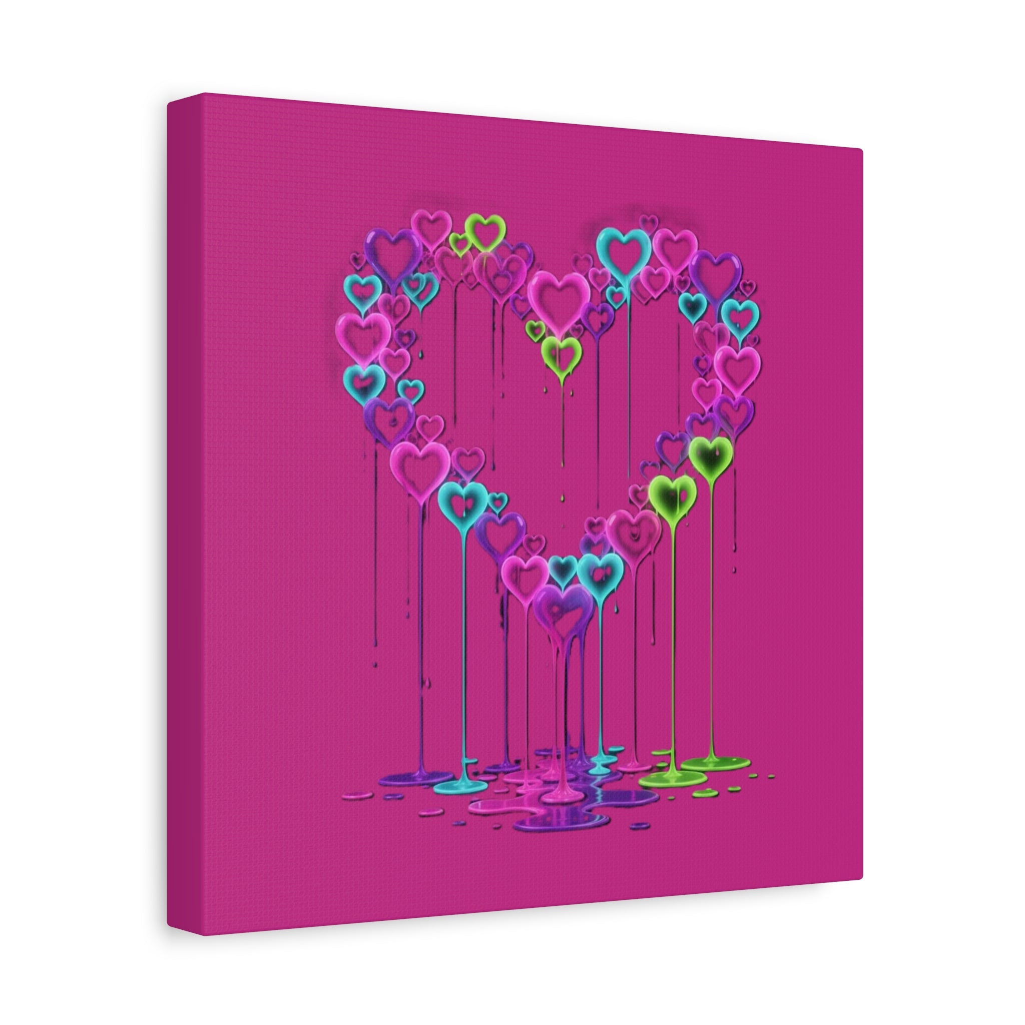 Dripping Neon Heart Canvas Art Valentines Decoration