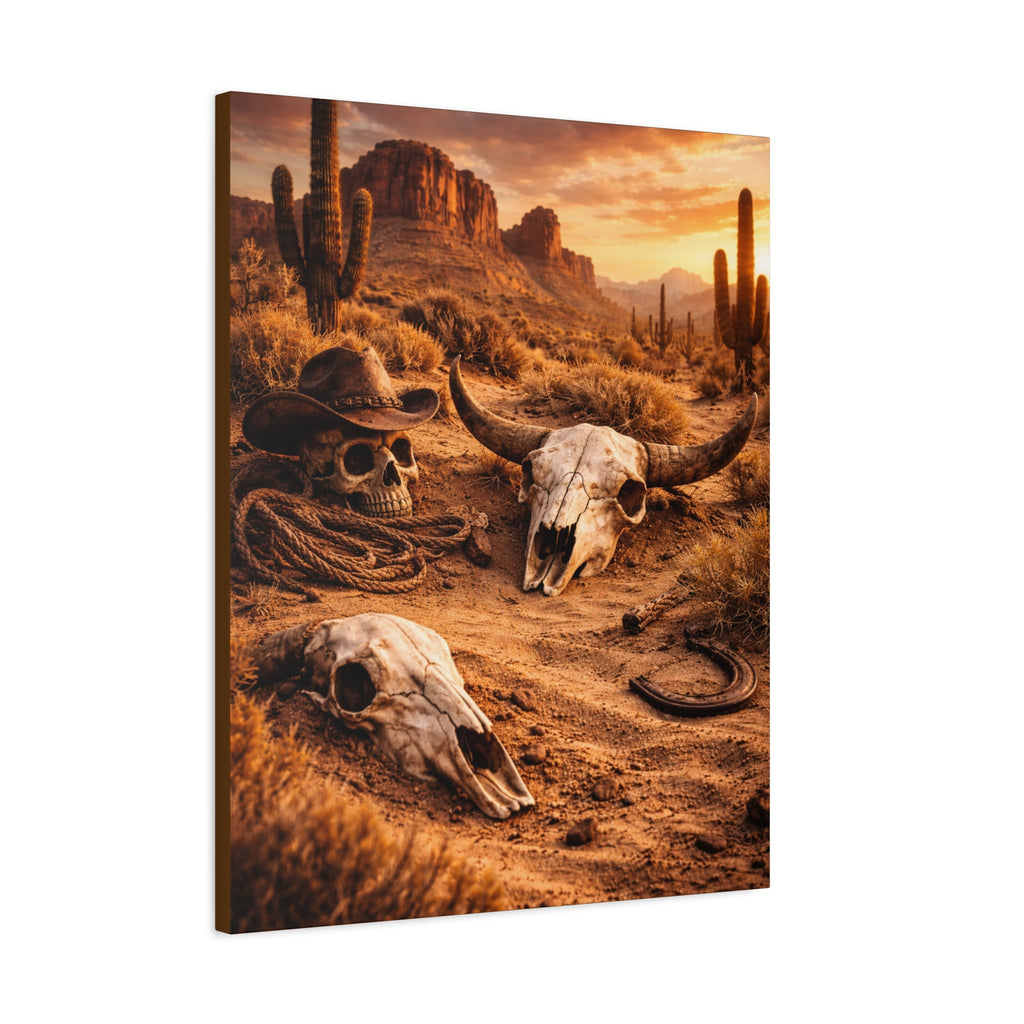 Desert Skull Canvas Art — Western Cowboy Rodeo Wall Decor