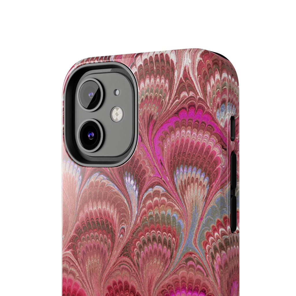 Pink Peacock Marble Italian Tough Phone Case — Durable Marbled Phone Case