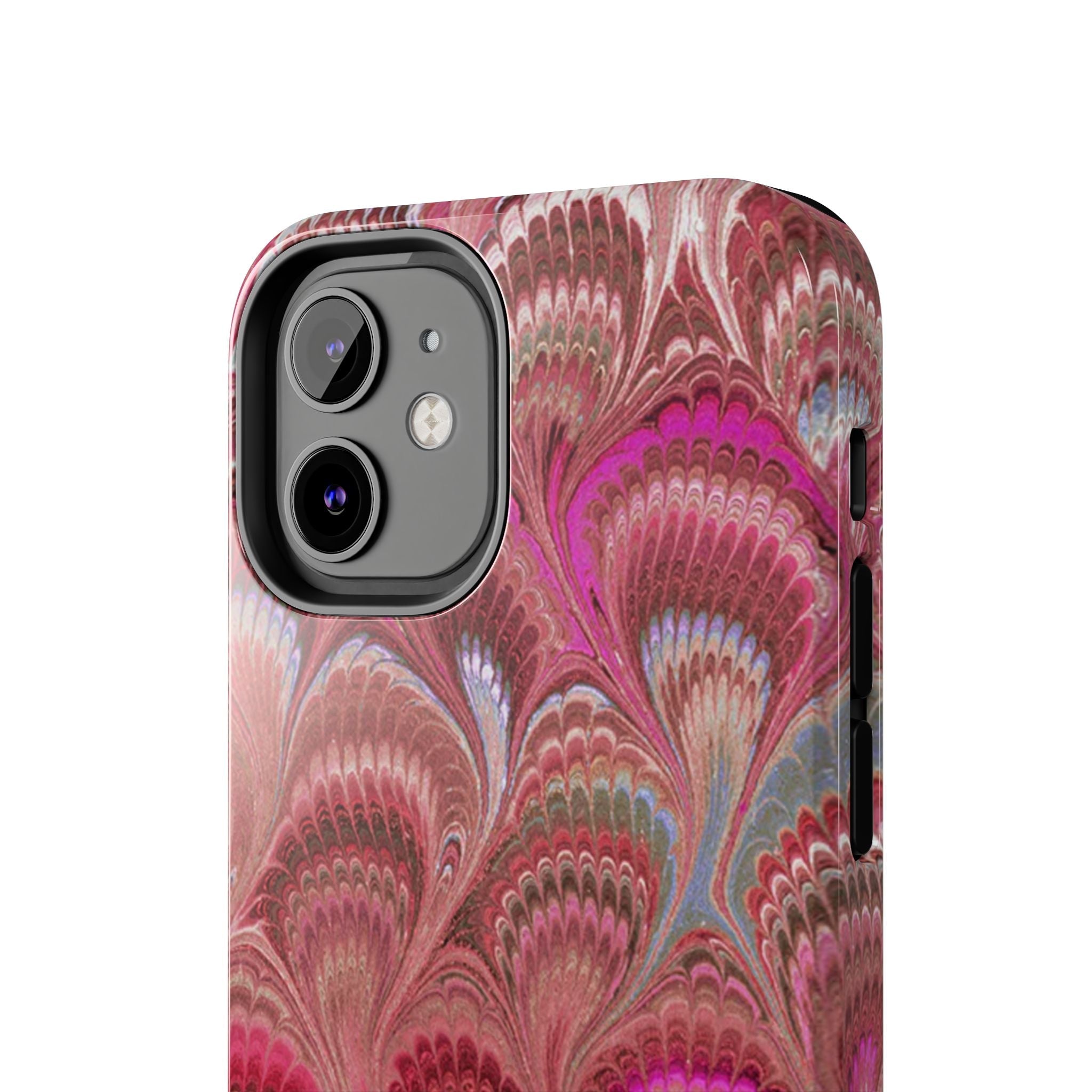 Pink Peacock Marble Italian Tough Phone Case — Durable Marbled Phone Case