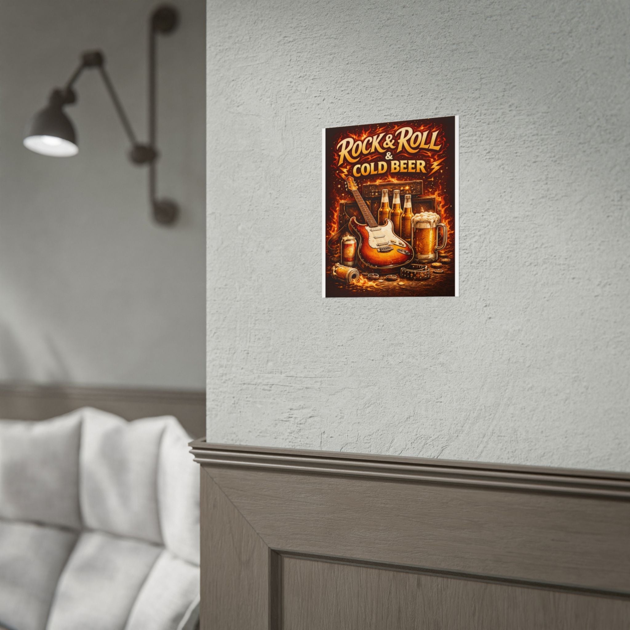Rock and Roll and Cold Beer Poster - Vintage Music Print