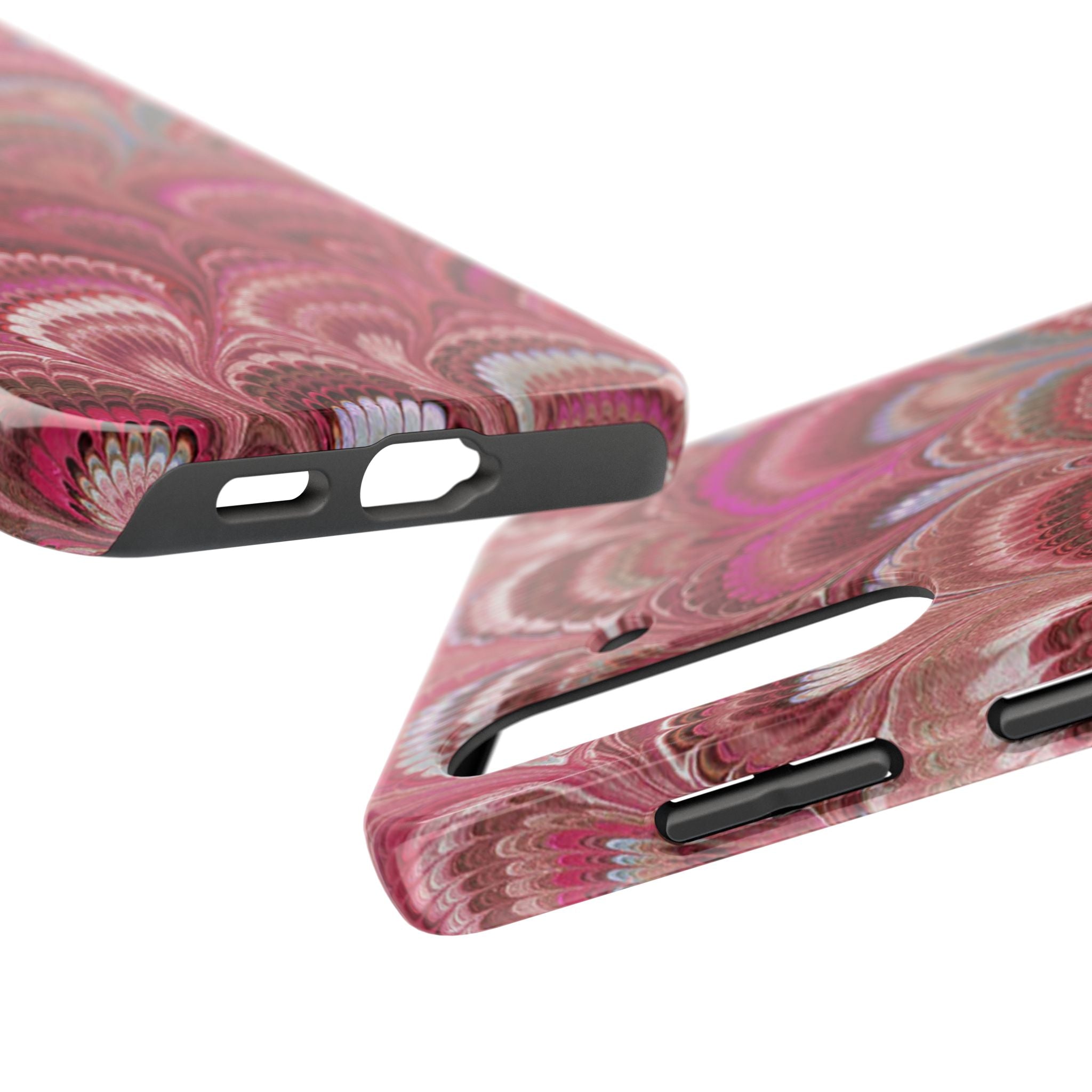 Pink Peacock Marble Italian Tough Phone Case — Durable Marbled Phone Case