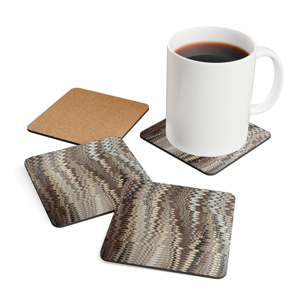 Neutral Beige Italian Marbled Cork Coaster Set, Drink Coasters (set of 4)