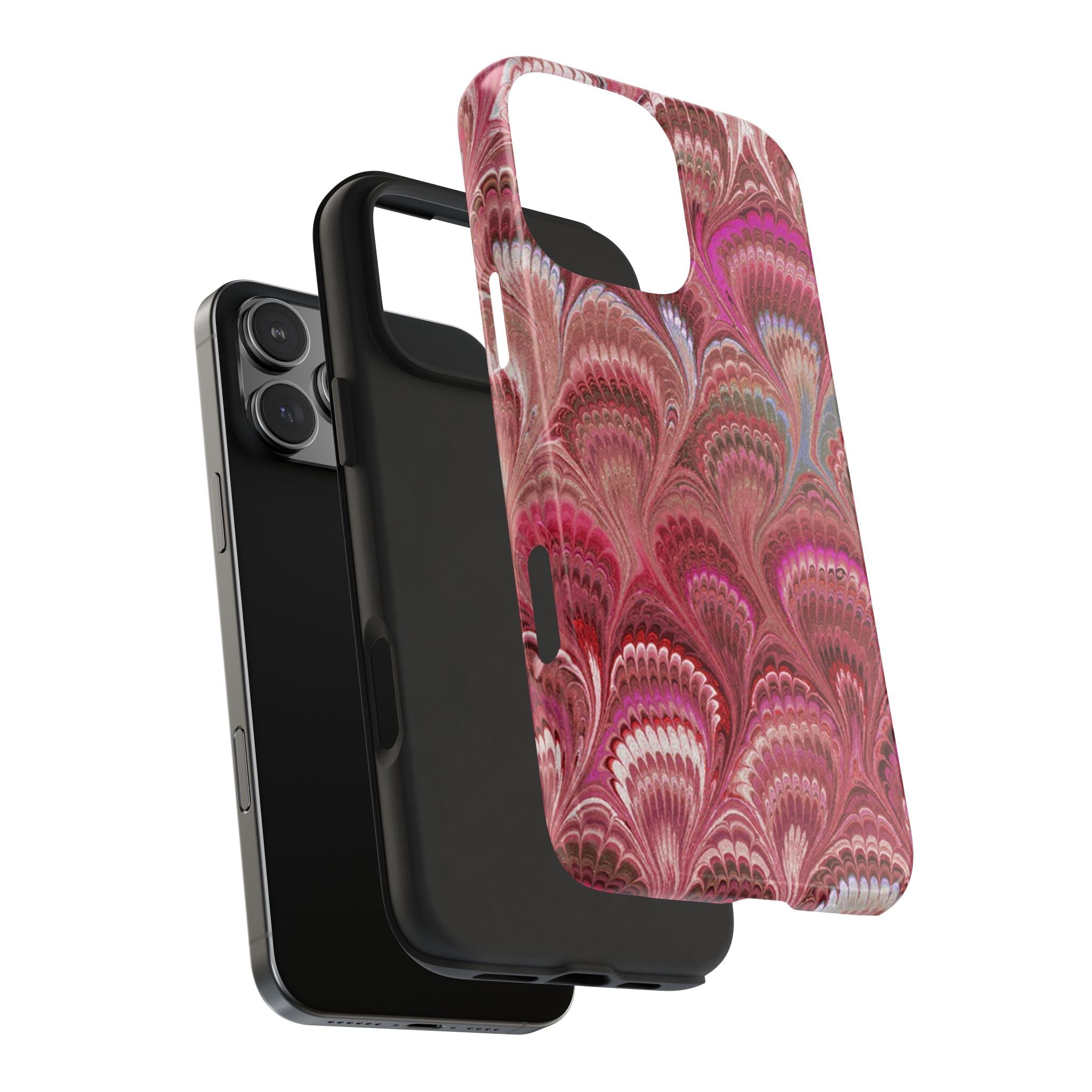 Pink Peacock Marble Italian Tough Phone Case — Durable Marbled Phone Case