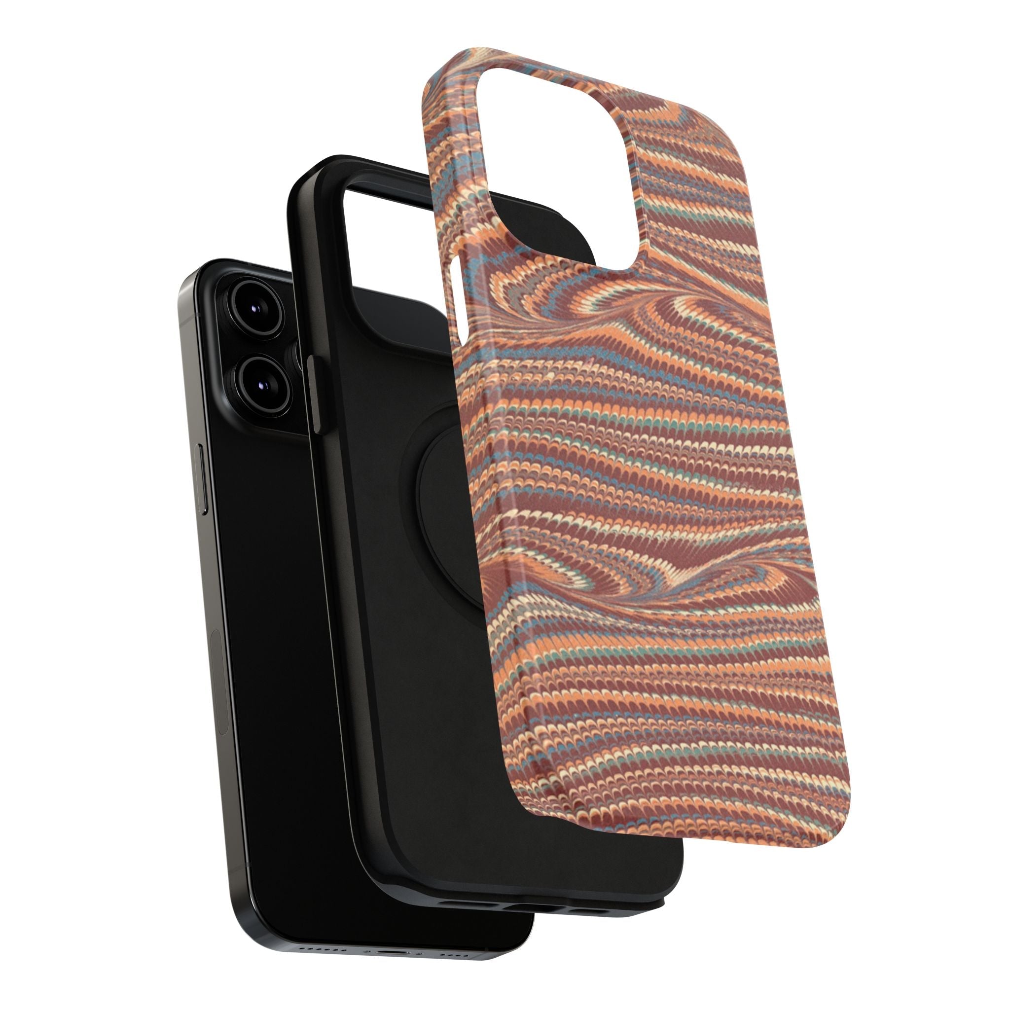 Neutrals Burgundy, Beige, Rust Hues Italian Vintage Marble Design Phone Case for Apple + Samsung