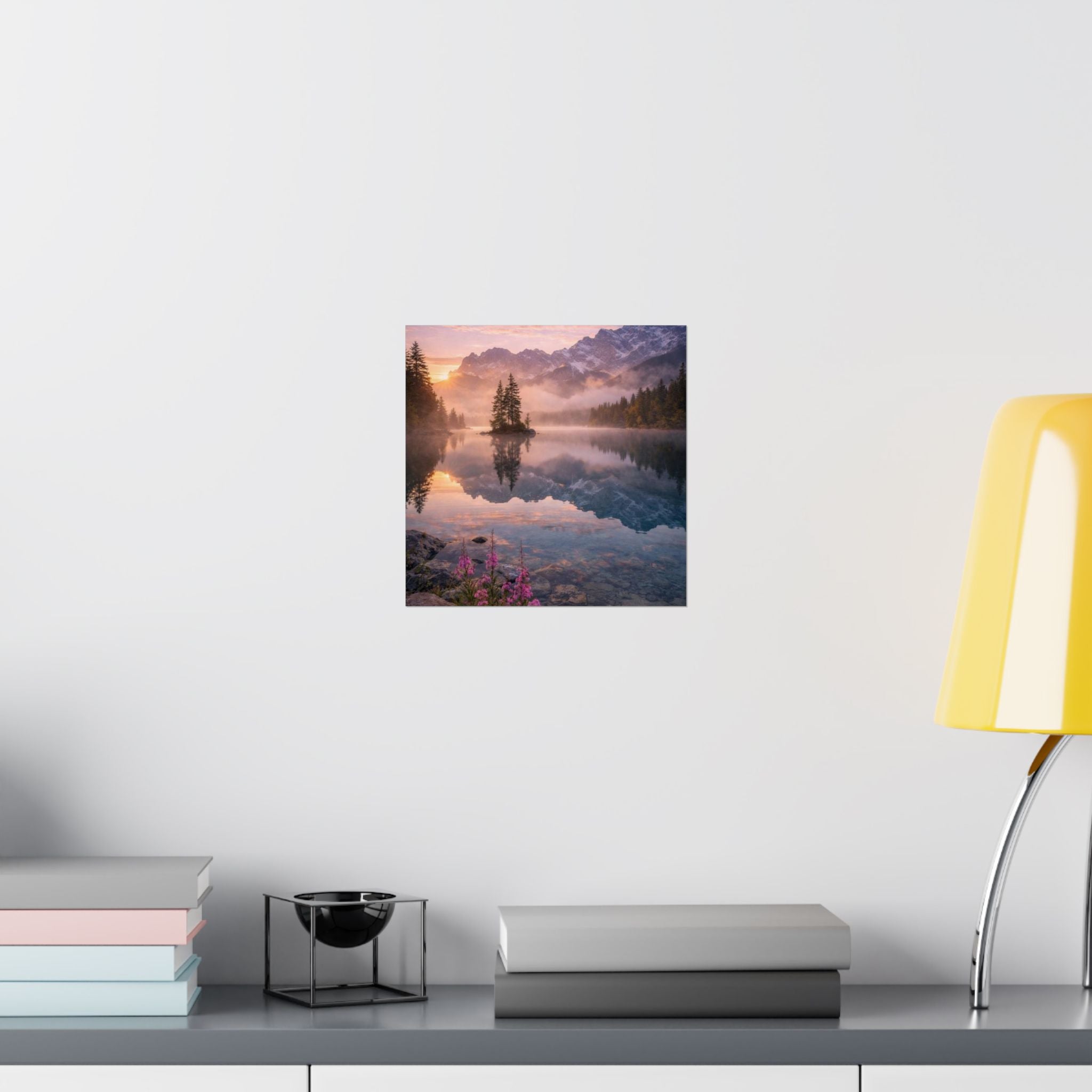 Matte Vertical Poster — Serene Mountain Lake Sunset Landscape