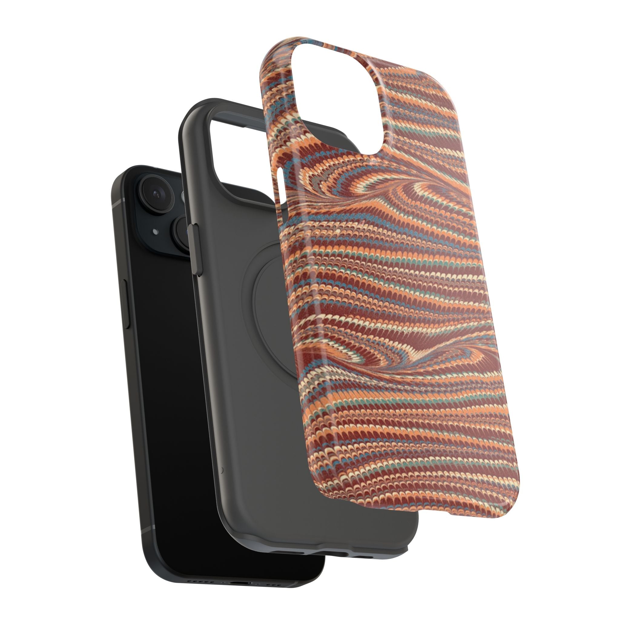 Neutrals Burgundy, Beige, Rust Hues Italian Vintage Marble Design Phone Case for Apple + Samsung