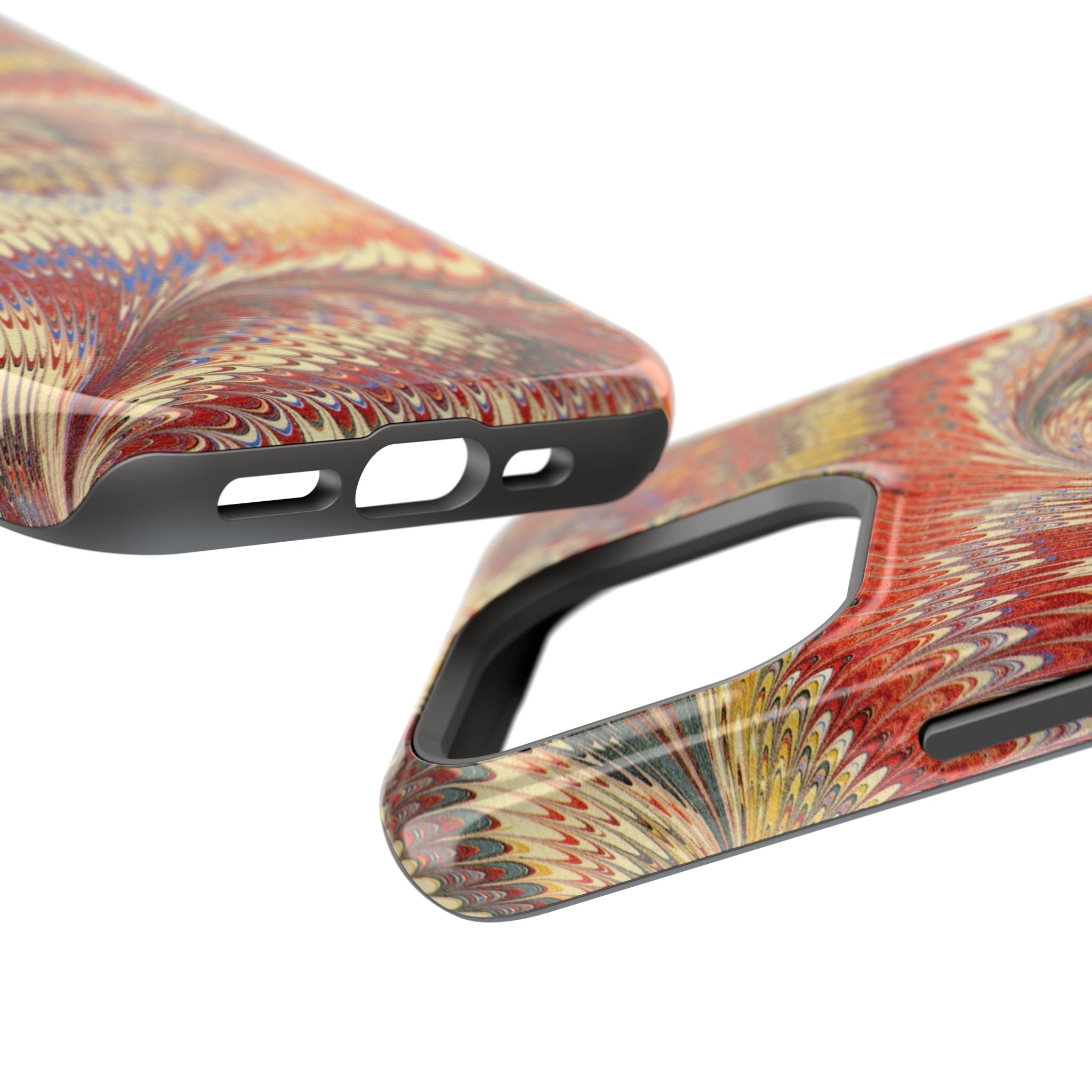 Rust + Gold Italian Marbled Design Magnetic MAG SAFE - Dual Layer Case - Glossy or Matte