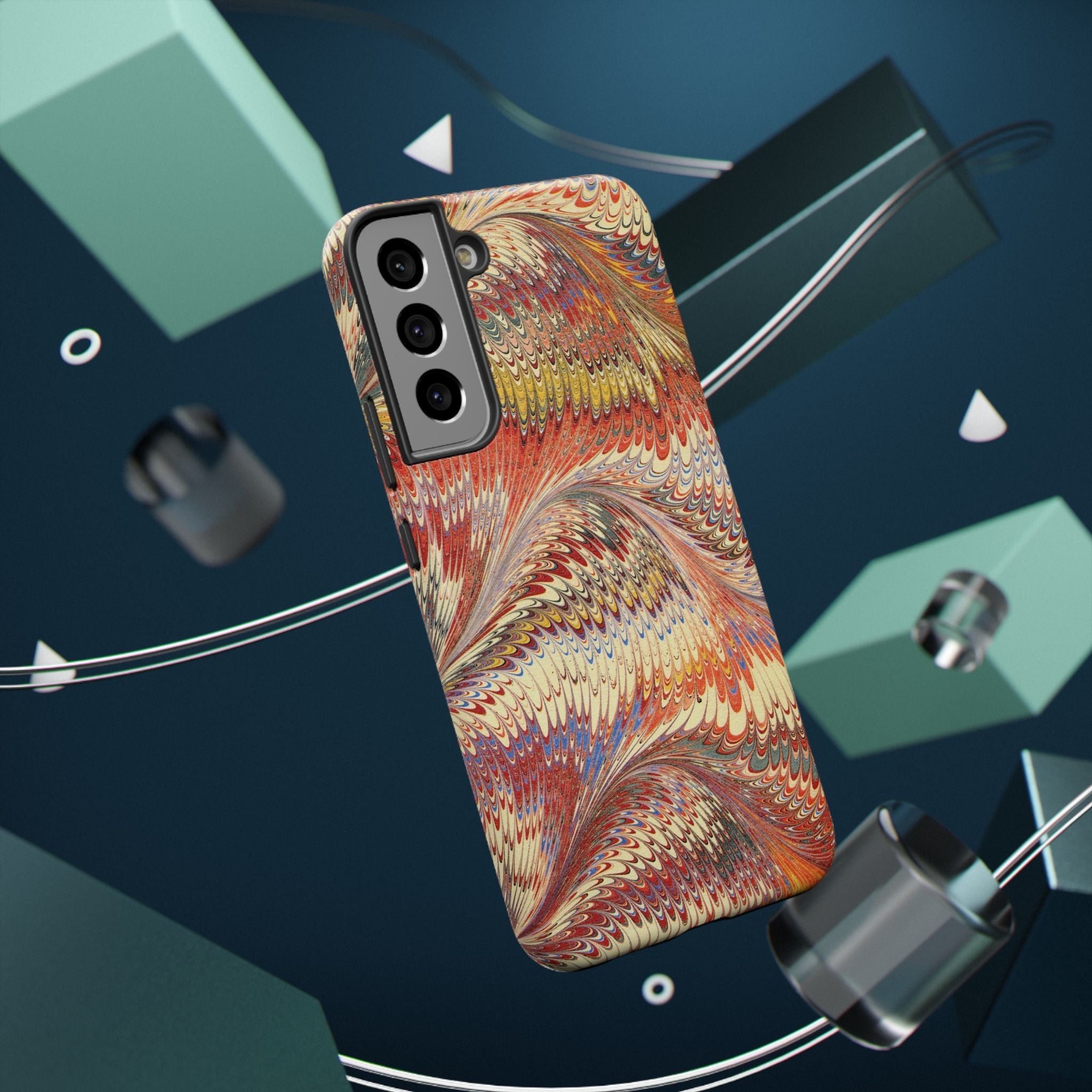 Rust and Gold Italian Vintage Marble Design Durable Phone Case for Apple + Samsung