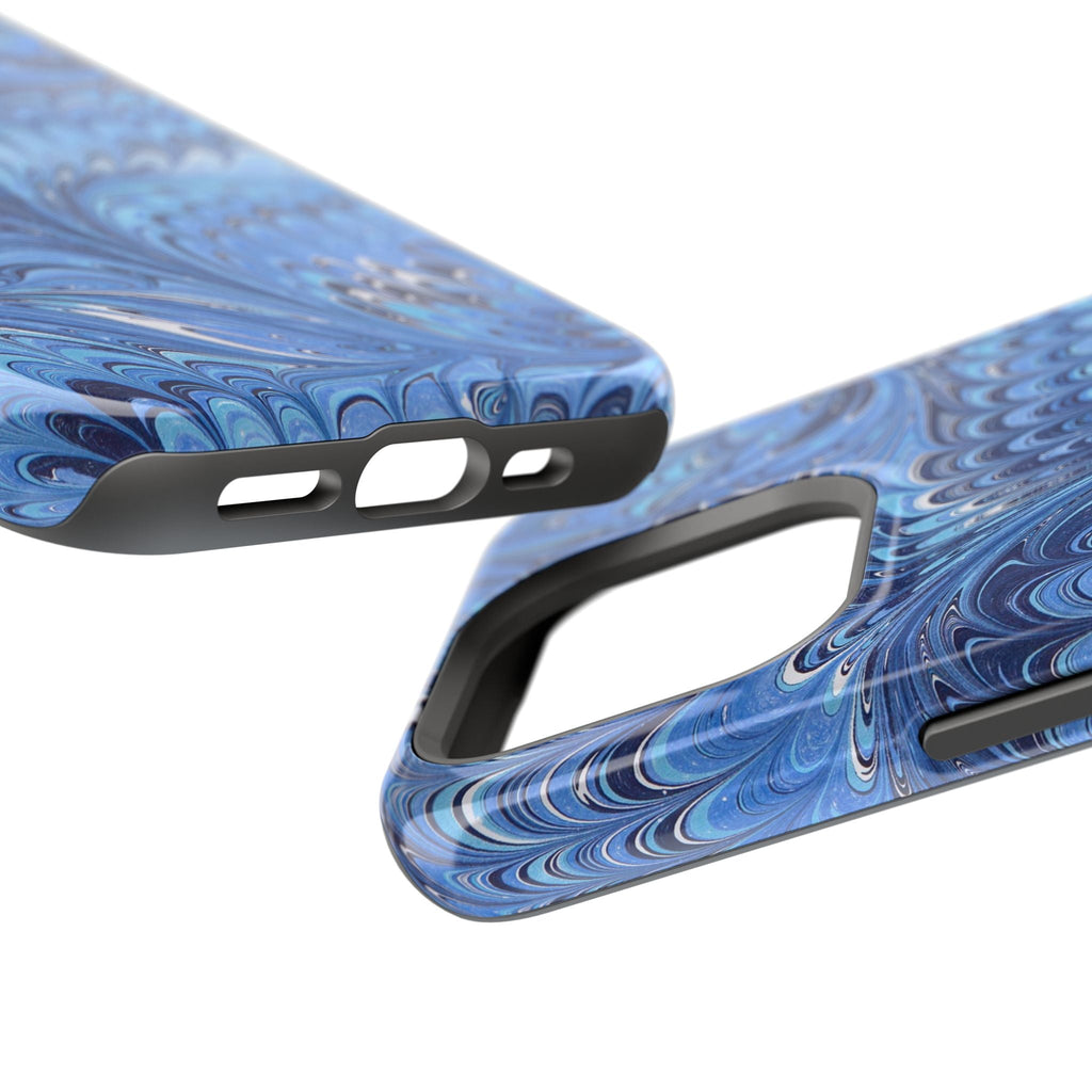 Deep Blue Marbled Swirl Magnetic MAG SAFE Phone Case - Dual Layer