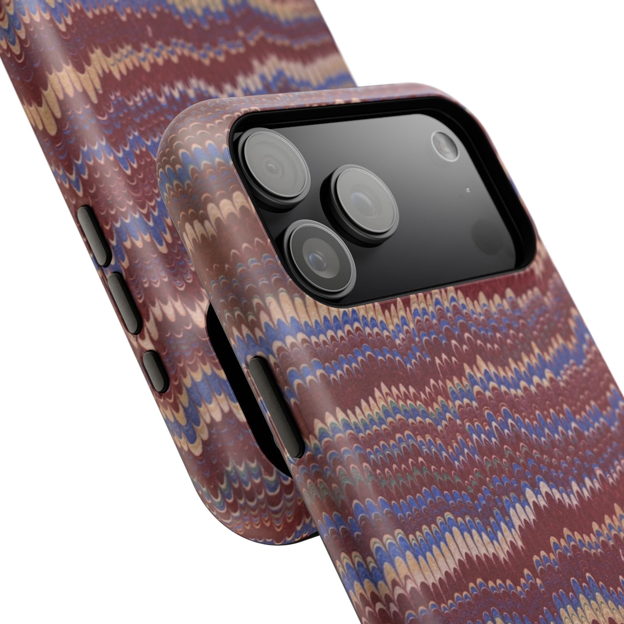 Burgundy and Blue Hues Italian Vintage Marble Design Phone Case for Apple + Samsung