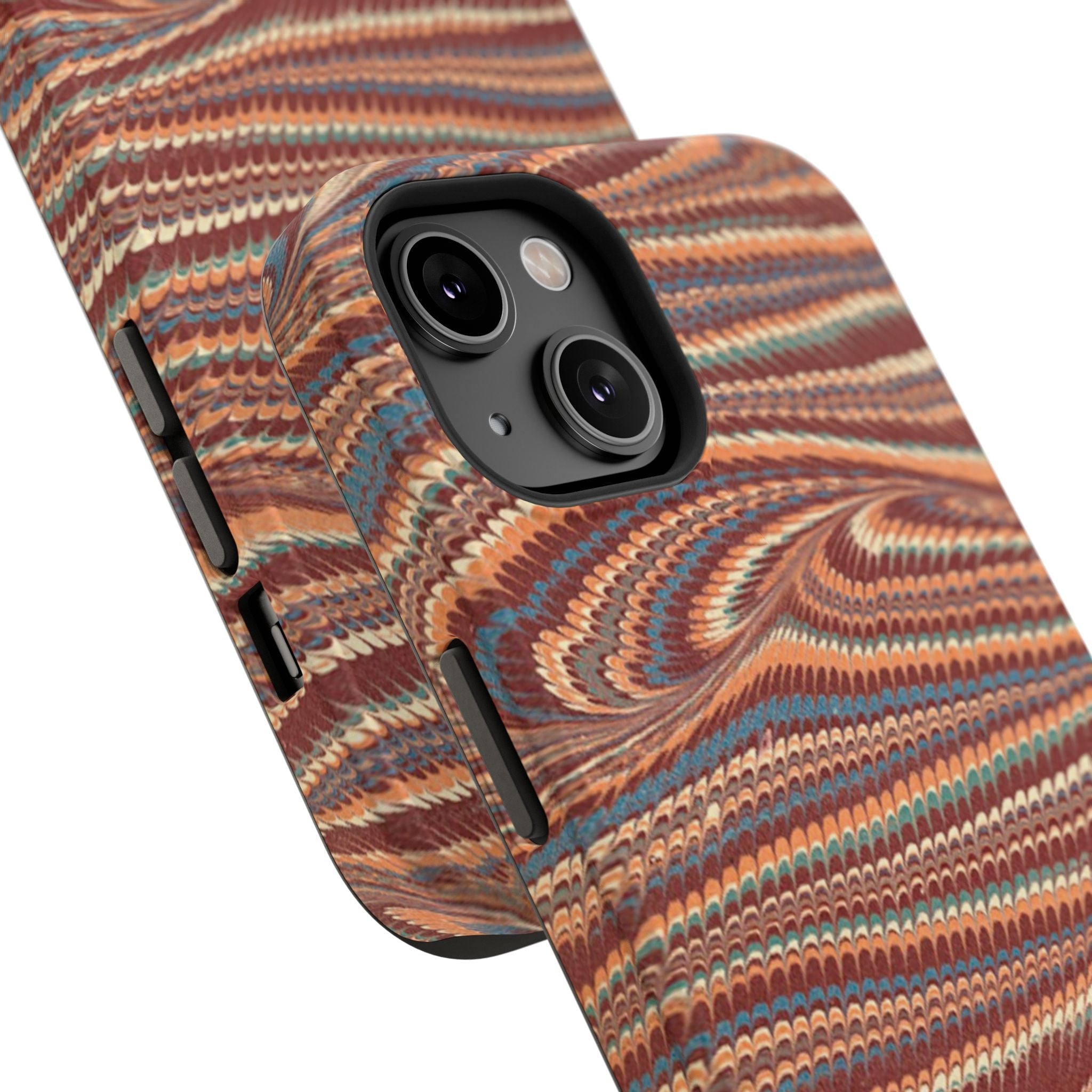 Neutrals Burgundy, Beige, Rust Hues Italian Vintage Marble Design Phone Case for Apple + Samsung