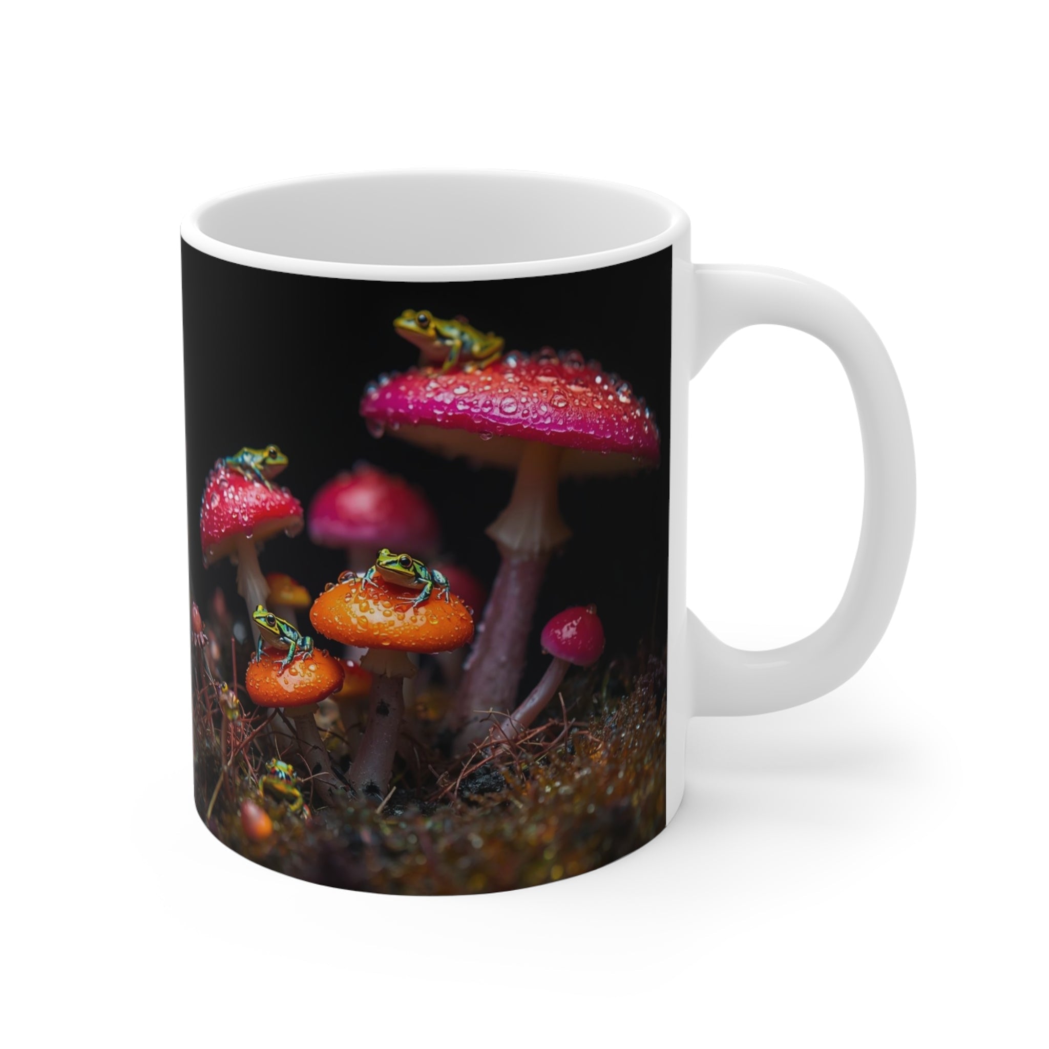11oz Ceramic Mug — Enchanted Frogs on Mushrooms Coffee Tea Cup